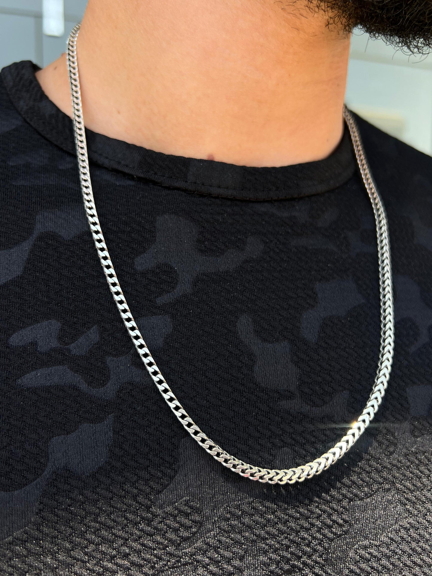 Thick V cut Necklace for Men's Sterling Silver 925s
