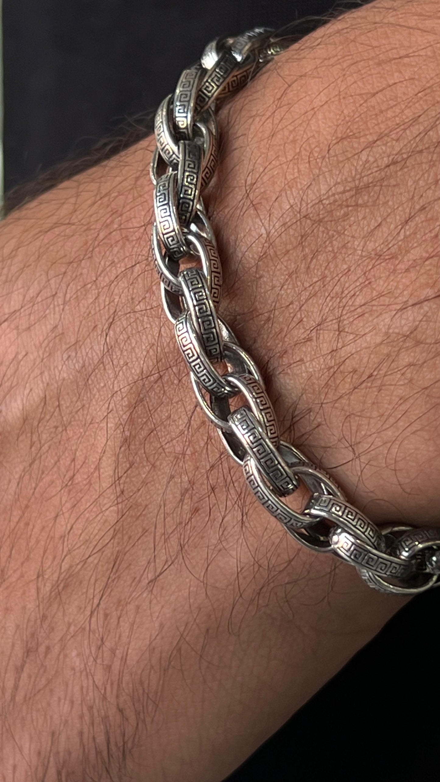 Versace Pattern Link Bracelet for Men's Sterling Silver 925s