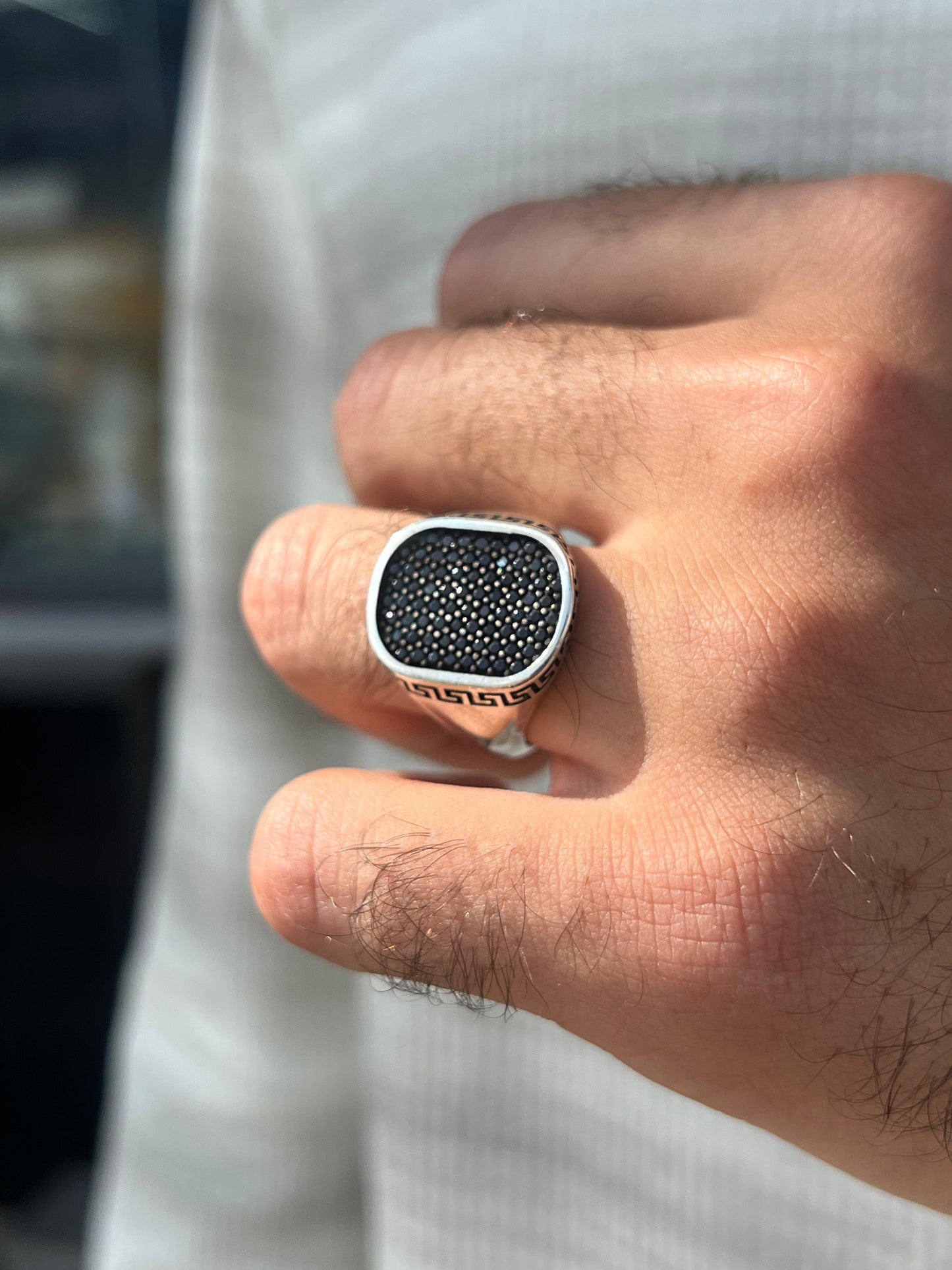 Black Zirconia Versace Ring -Sterling Silver 925s