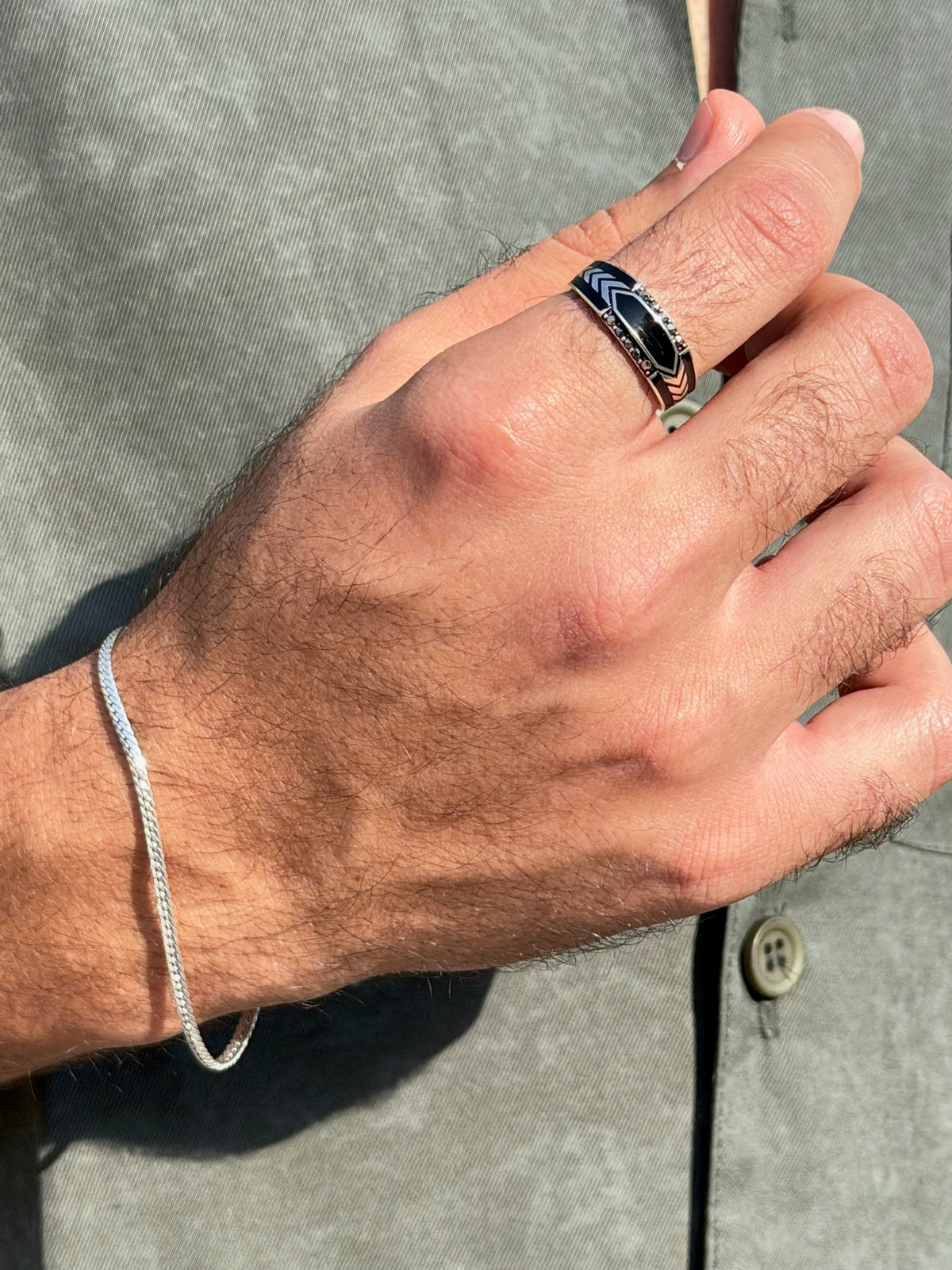 Chevron Guard Ring in Sterling Silver 925s