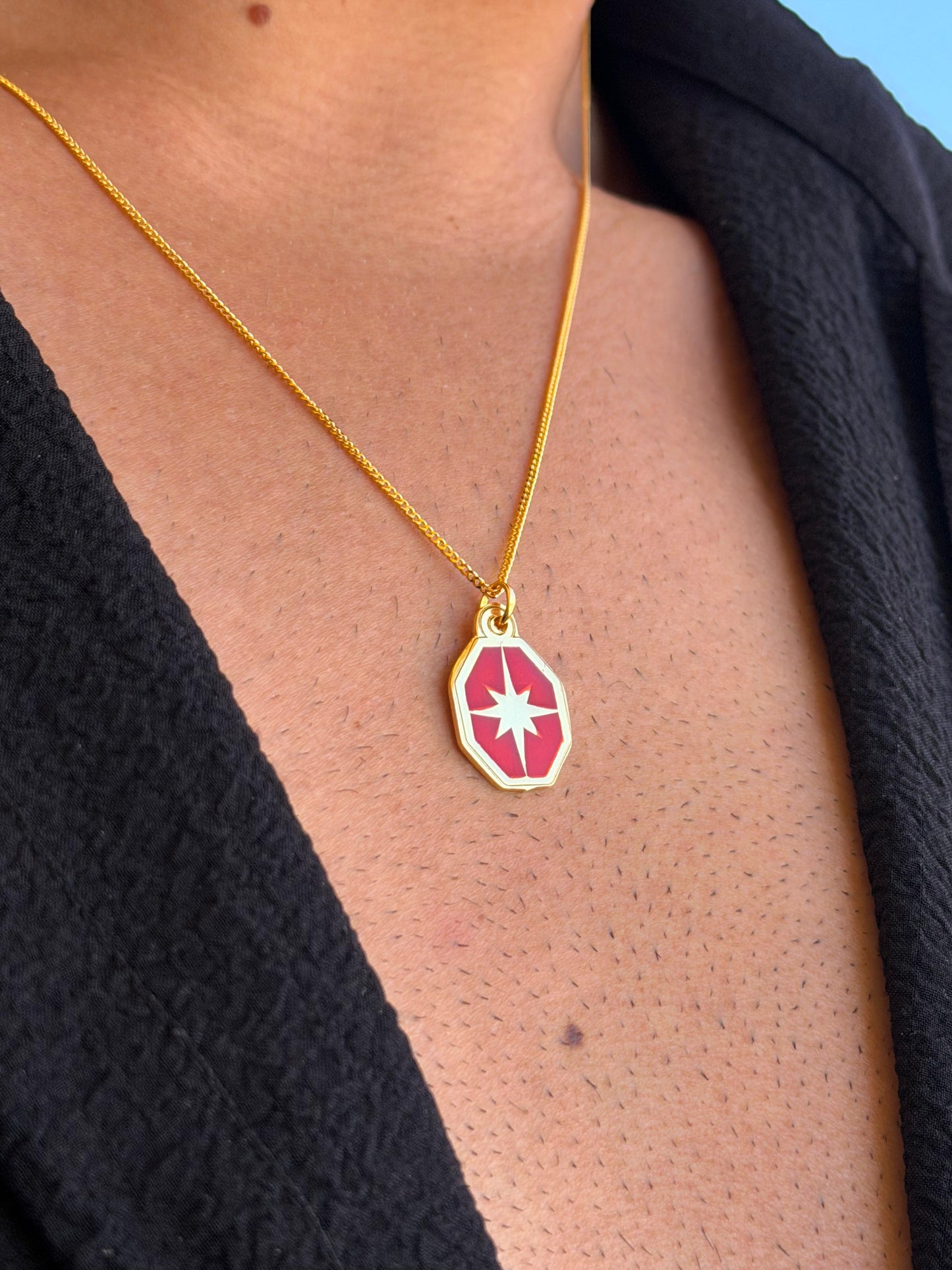 RED Northbound Necklace in Sterling Silver 925s-Fine Gold Plated
