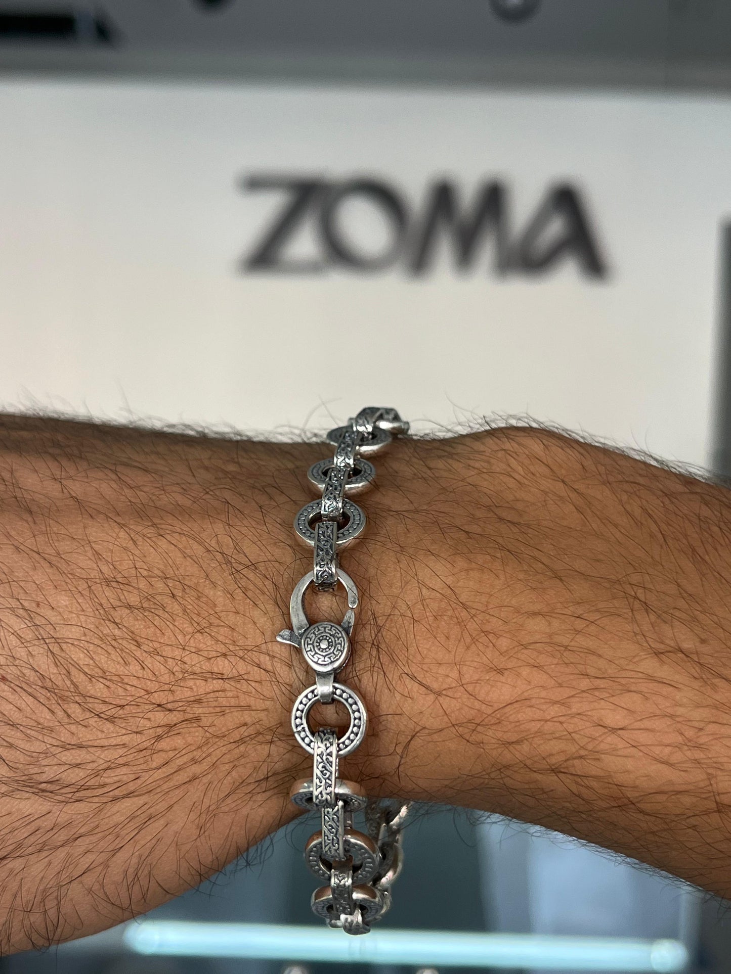 Punk Rock Bracelet for Men's Sterling Silver 925s-21cm
