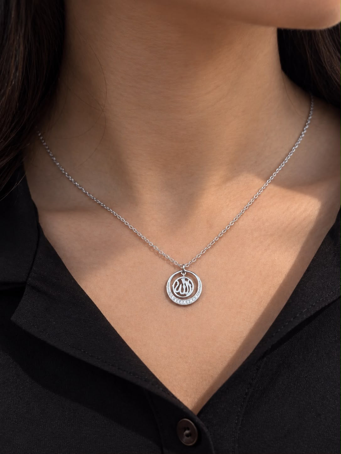 Zirconia Allah -الله Necklace in Sterling Silver 925s