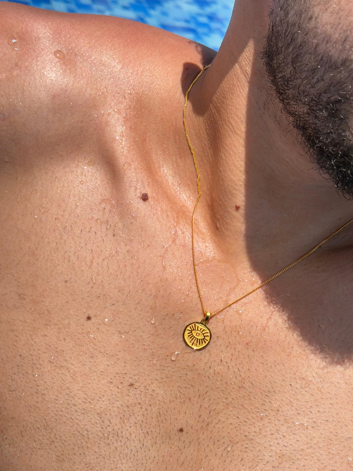 Evil Eye Necklace in Sterling Silver 925s- Gold Plated