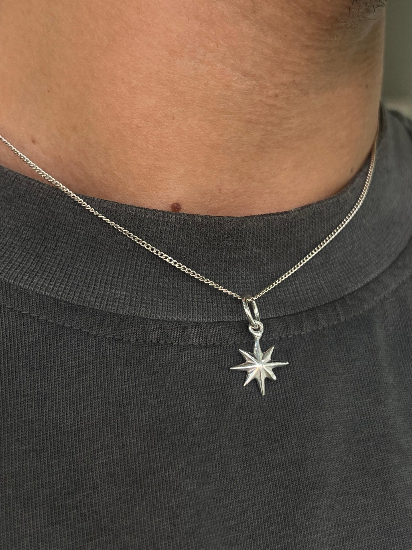 Star Necklace for Men's Sterling Silver 925s