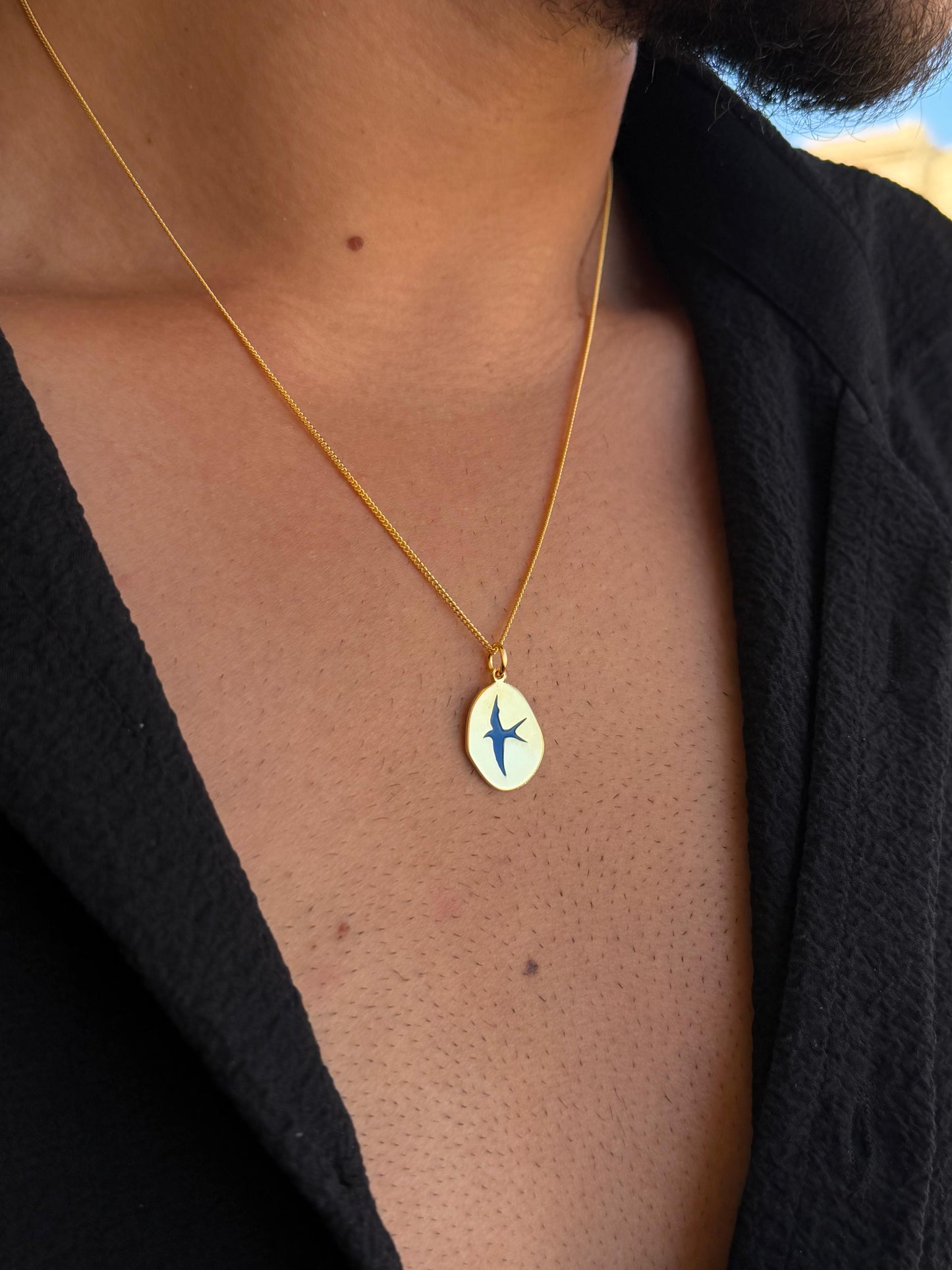 Blue Liberty Necklace Sterling Silver 925s-Fine Gold Plated