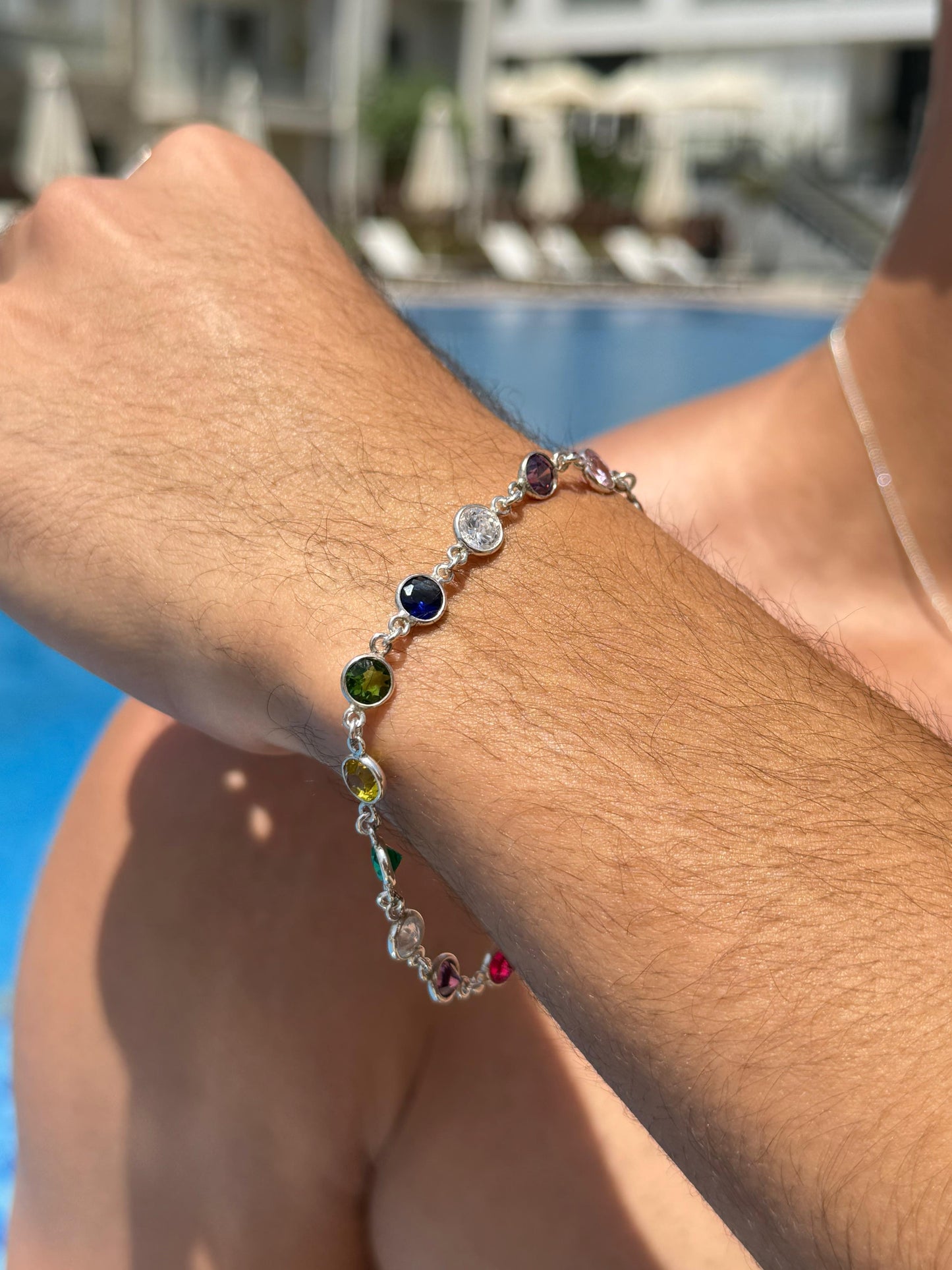 Multi ZIRCONIA Bracelet Sterling Silver 925s