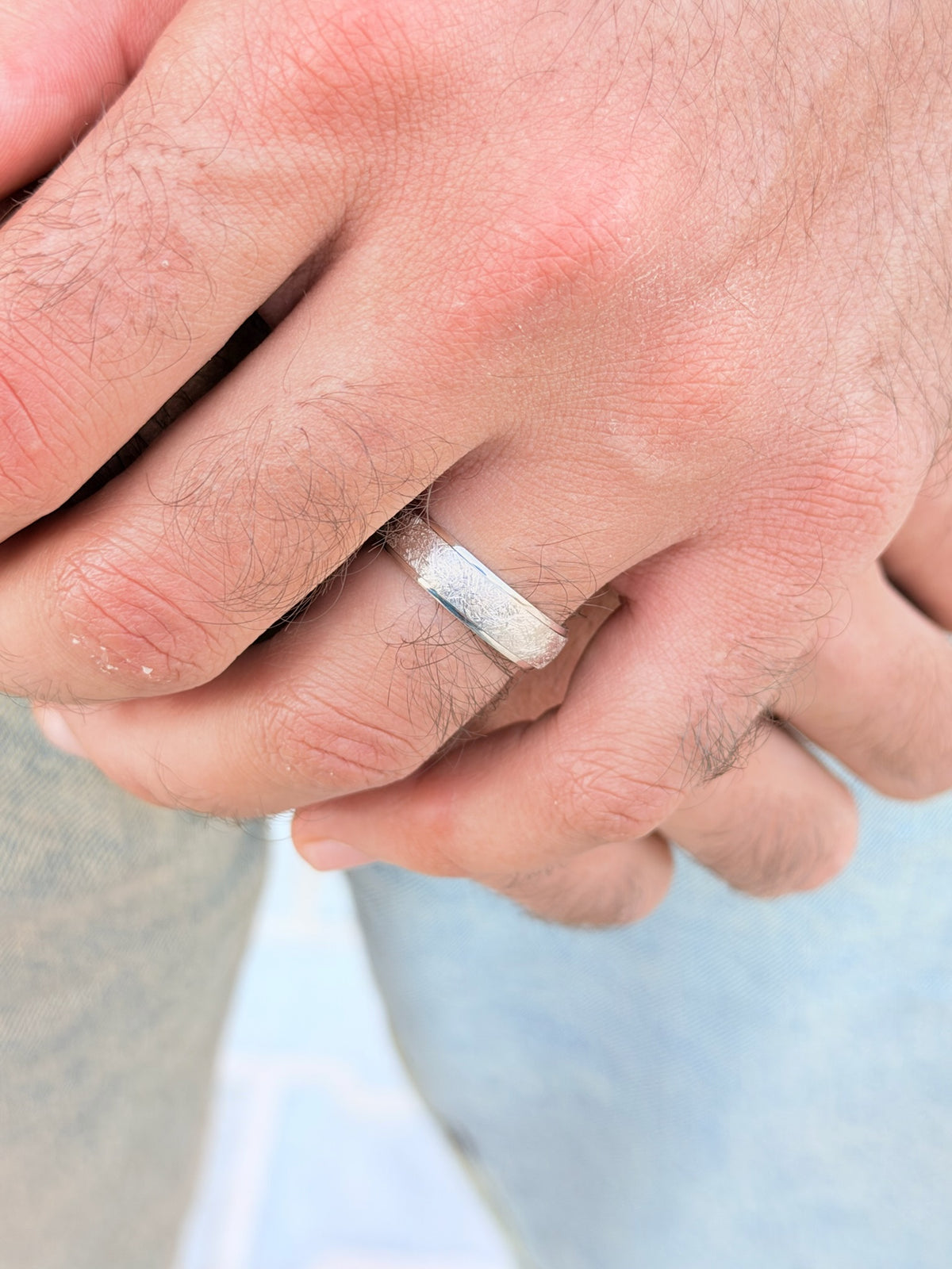 Strata Band -Engagement Ring in Sterling Silver 925s-6mm-