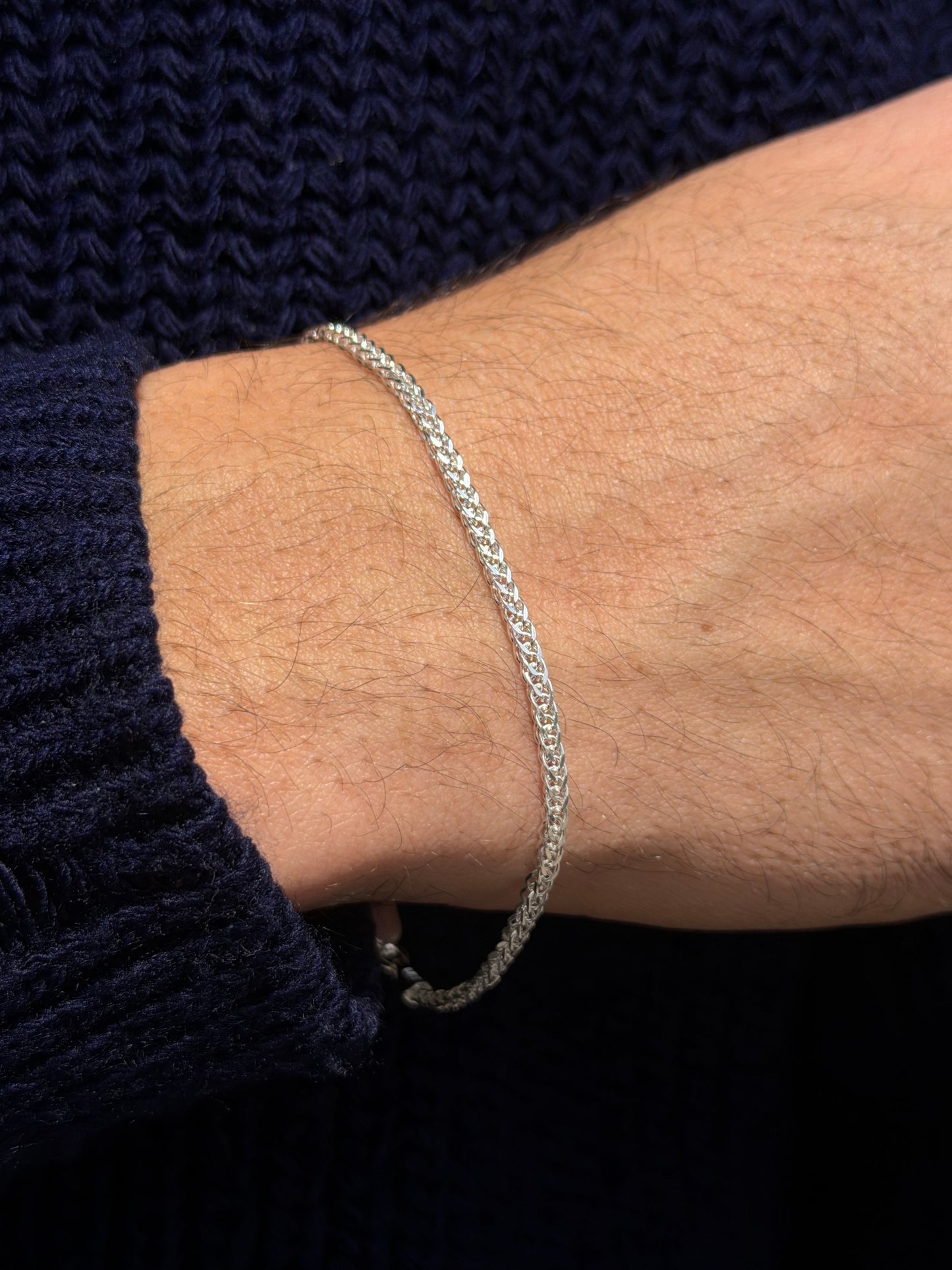 Blocked Franco Bracelet for Men's Sterling Silver 925s(20cm-3mm)