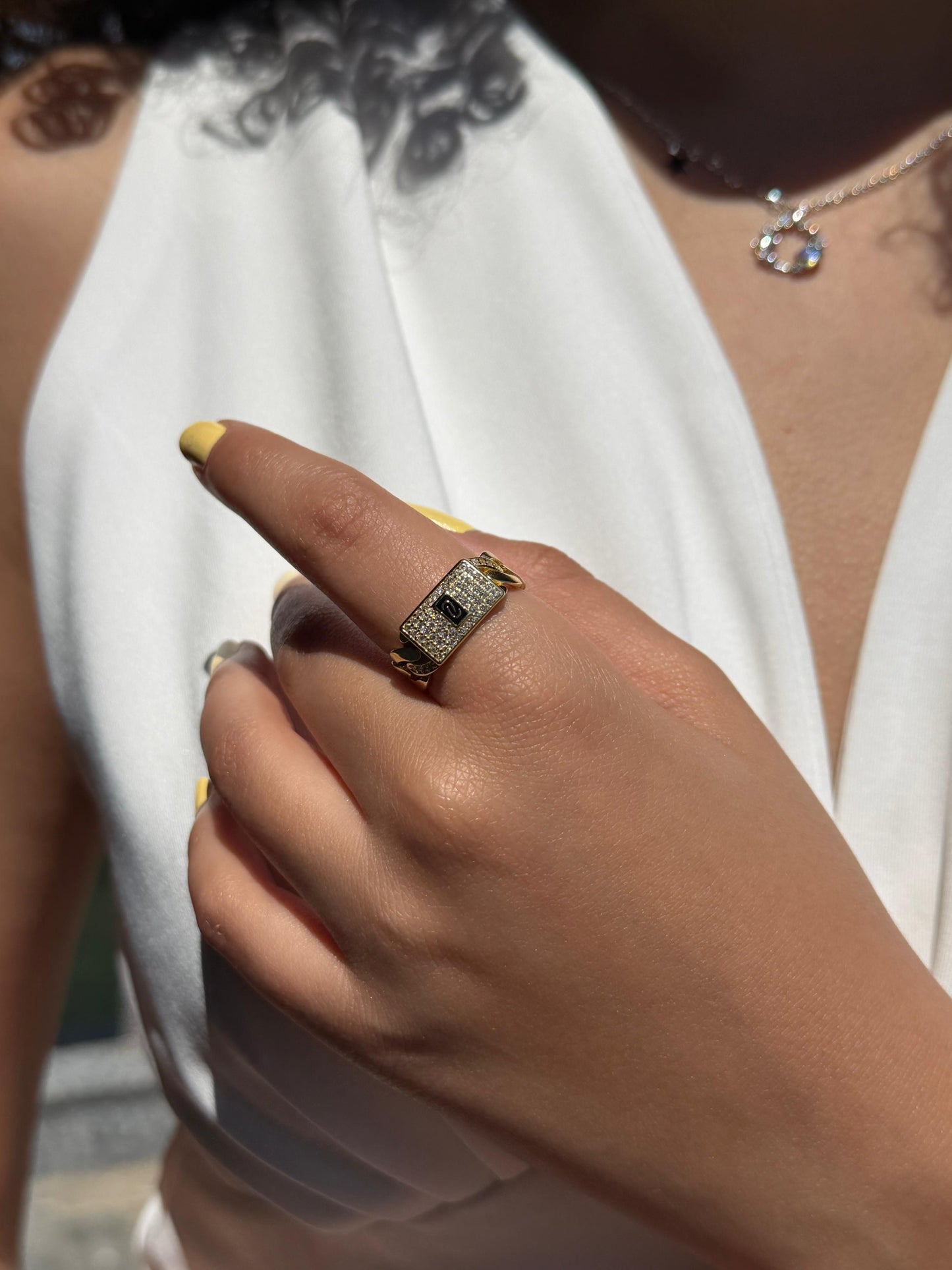 Monaco Ring -in Sterling Silver -925- Fine Gold Plating