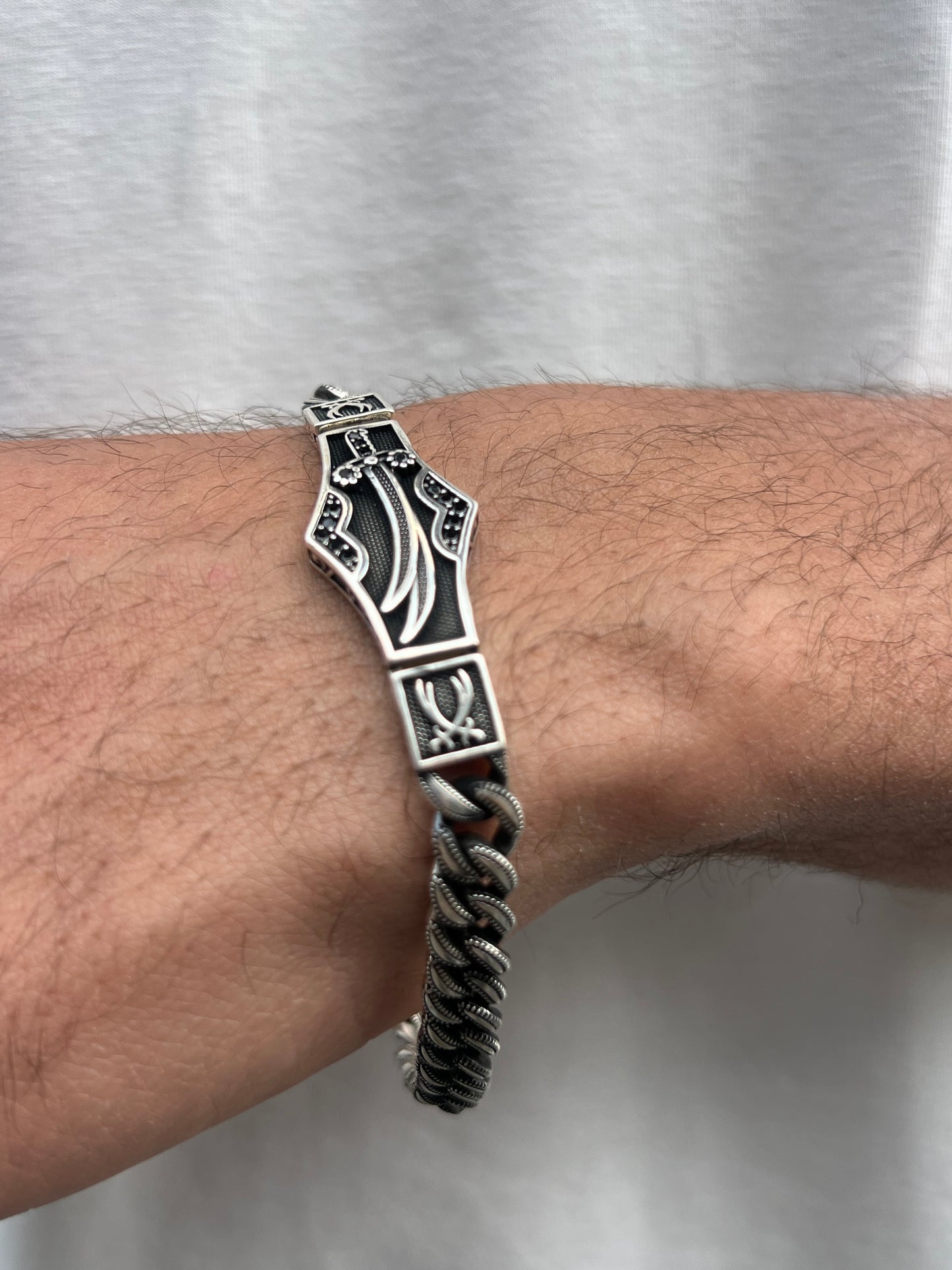 Shadow Sword Vein Bracelet for Men's Sterling Silver 925s-18cm