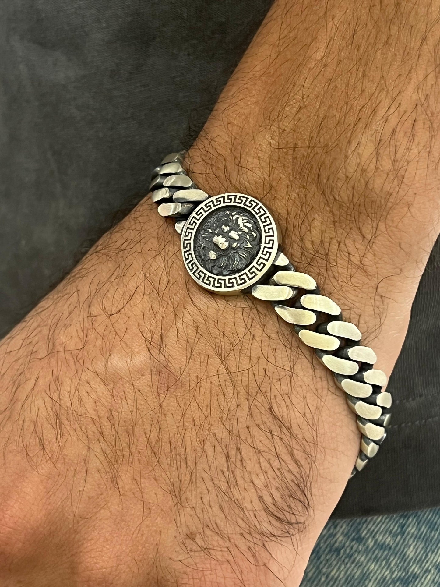 One of one - Sleek Versace Lion Bracelet for Men's Sterling Silver 925s