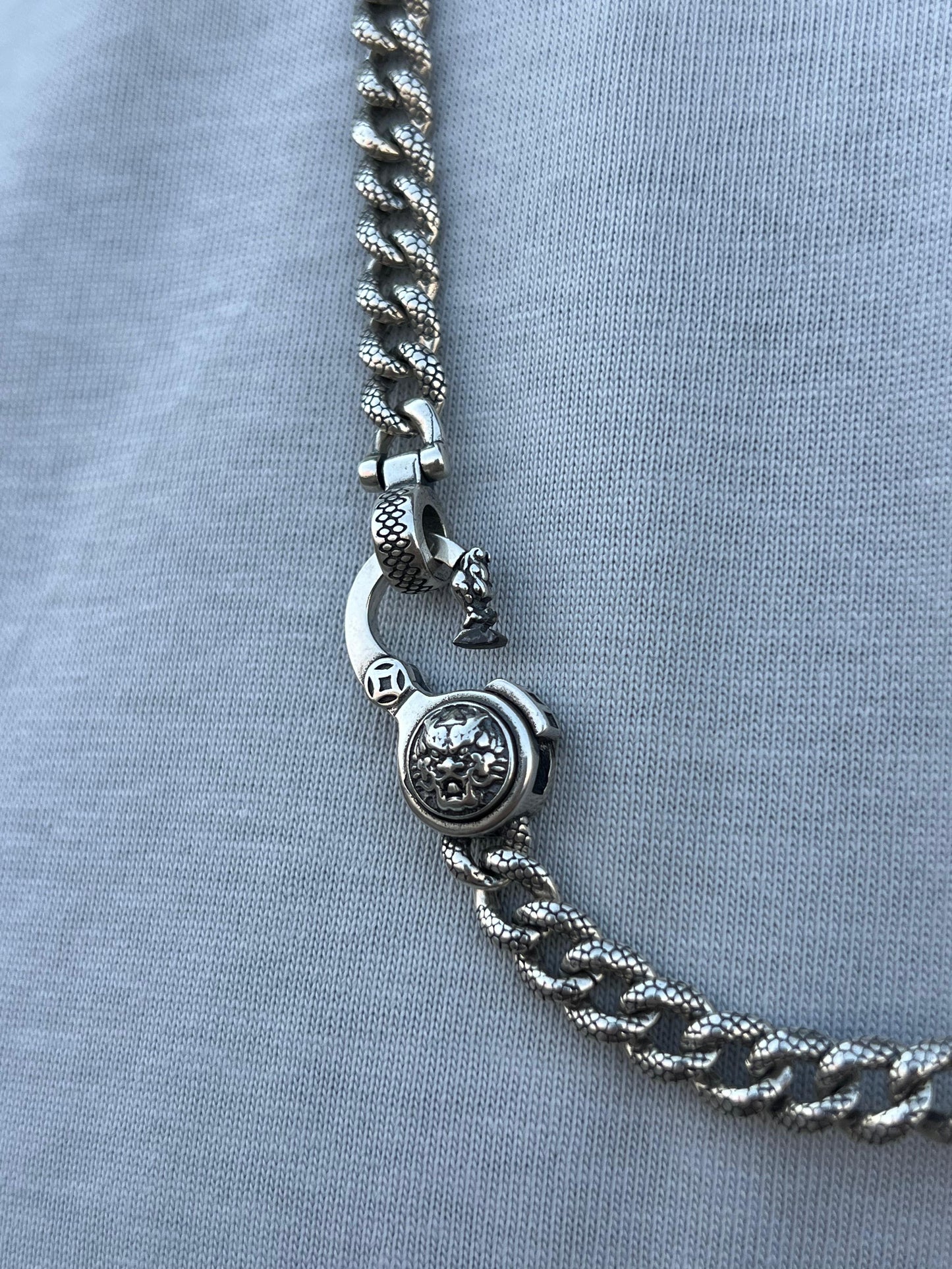 Turkish Engraved Grommet Necklace For Men Sterling Silver - 925