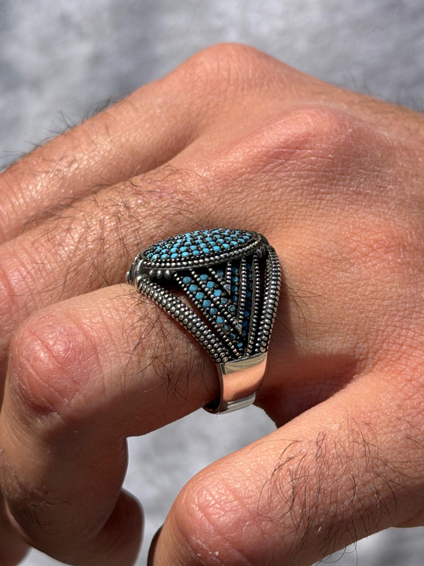 Turquoise Power Ring -for Men's Sterling Silver 925s