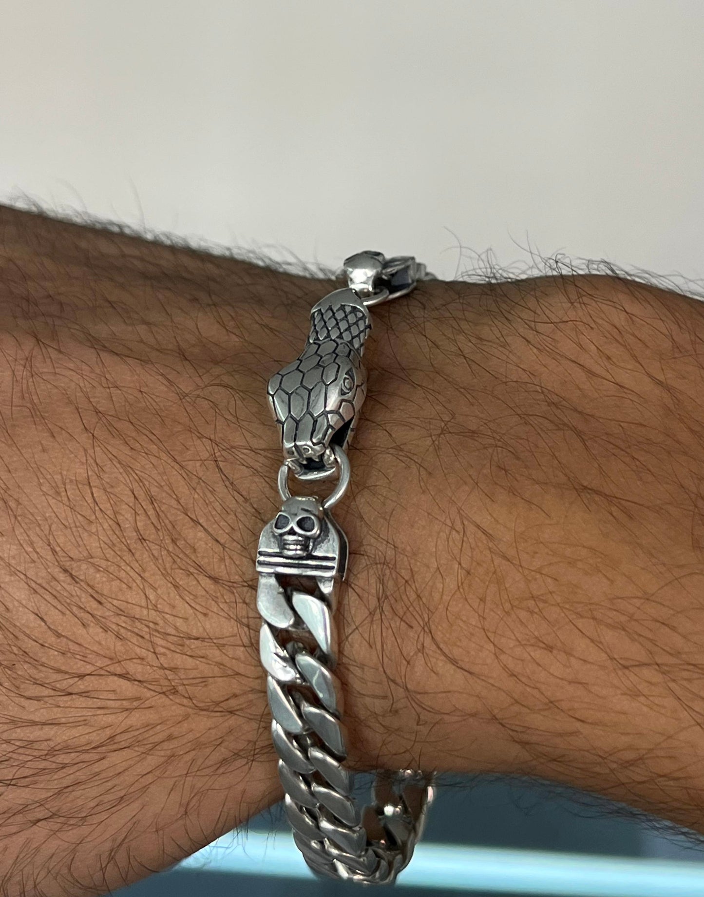Snake Lock -Grommet Bracelet for Men's Sterling Silver 925s-20cm