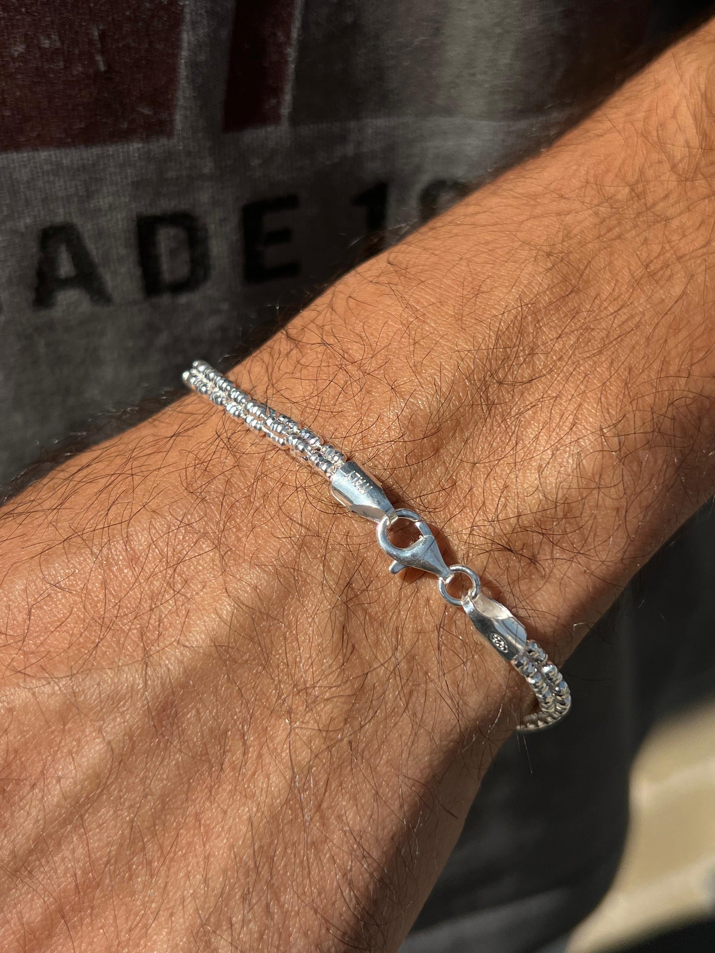 Frost Line Sterling Silver Bracelet S925-(20cm-4mm)