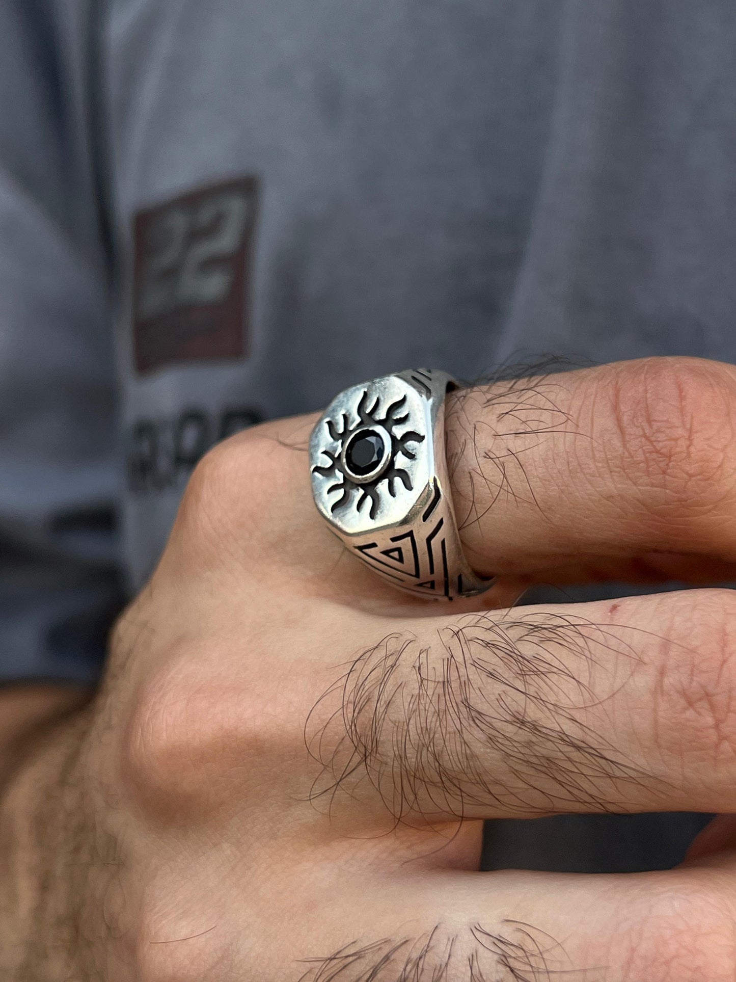 Sun Signet Ring -for Men's Sterling Silver 925s