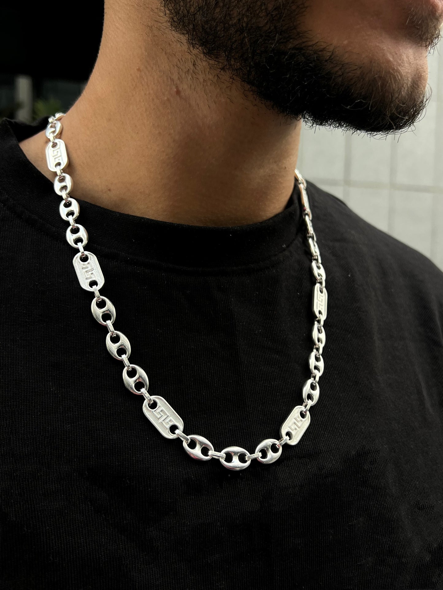 Versace themed Necklace For Men Sterling Silver - 925