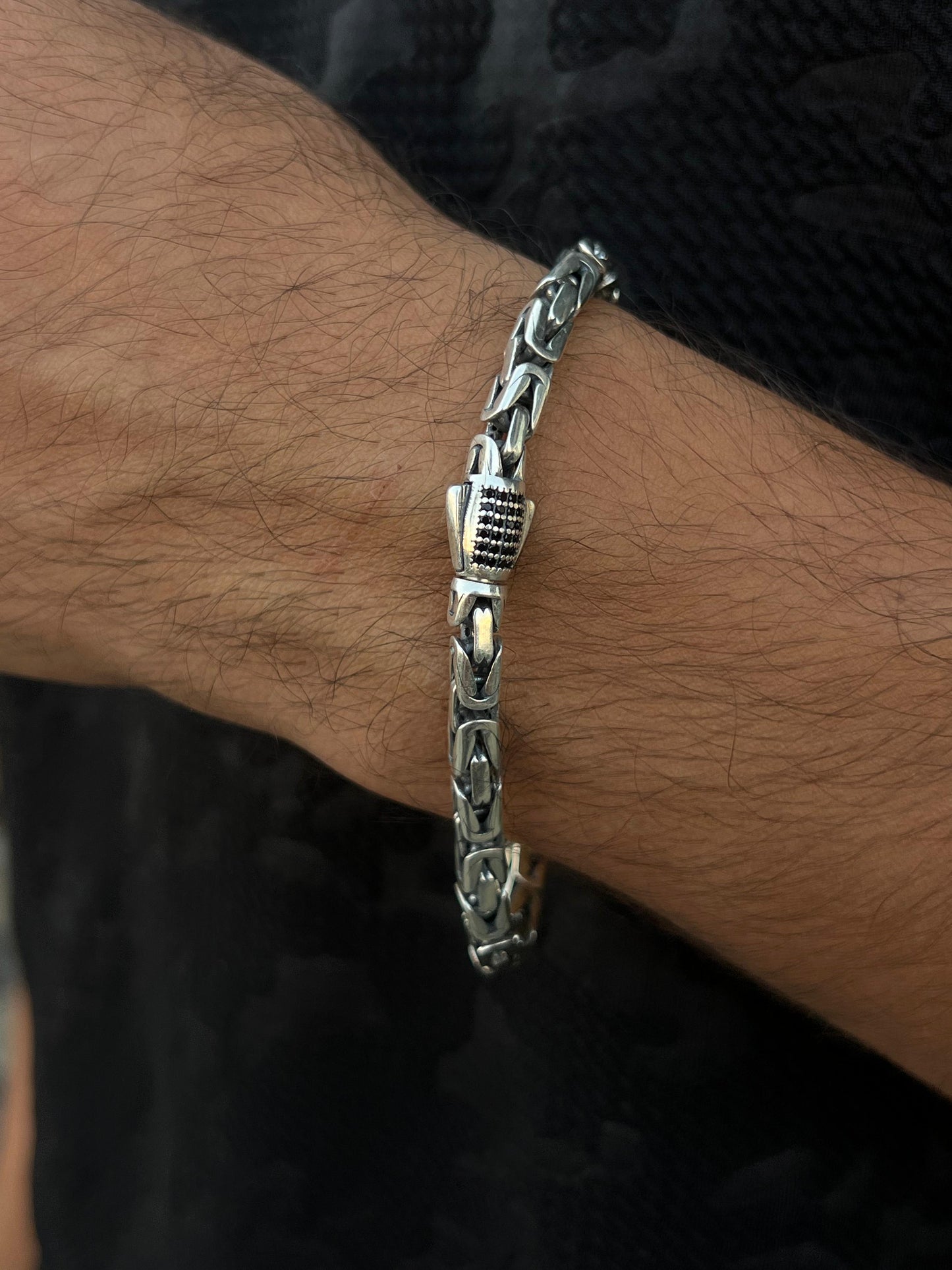 Thick King Bracelet for Men Sterling Silver 925s,21cm-5mm
