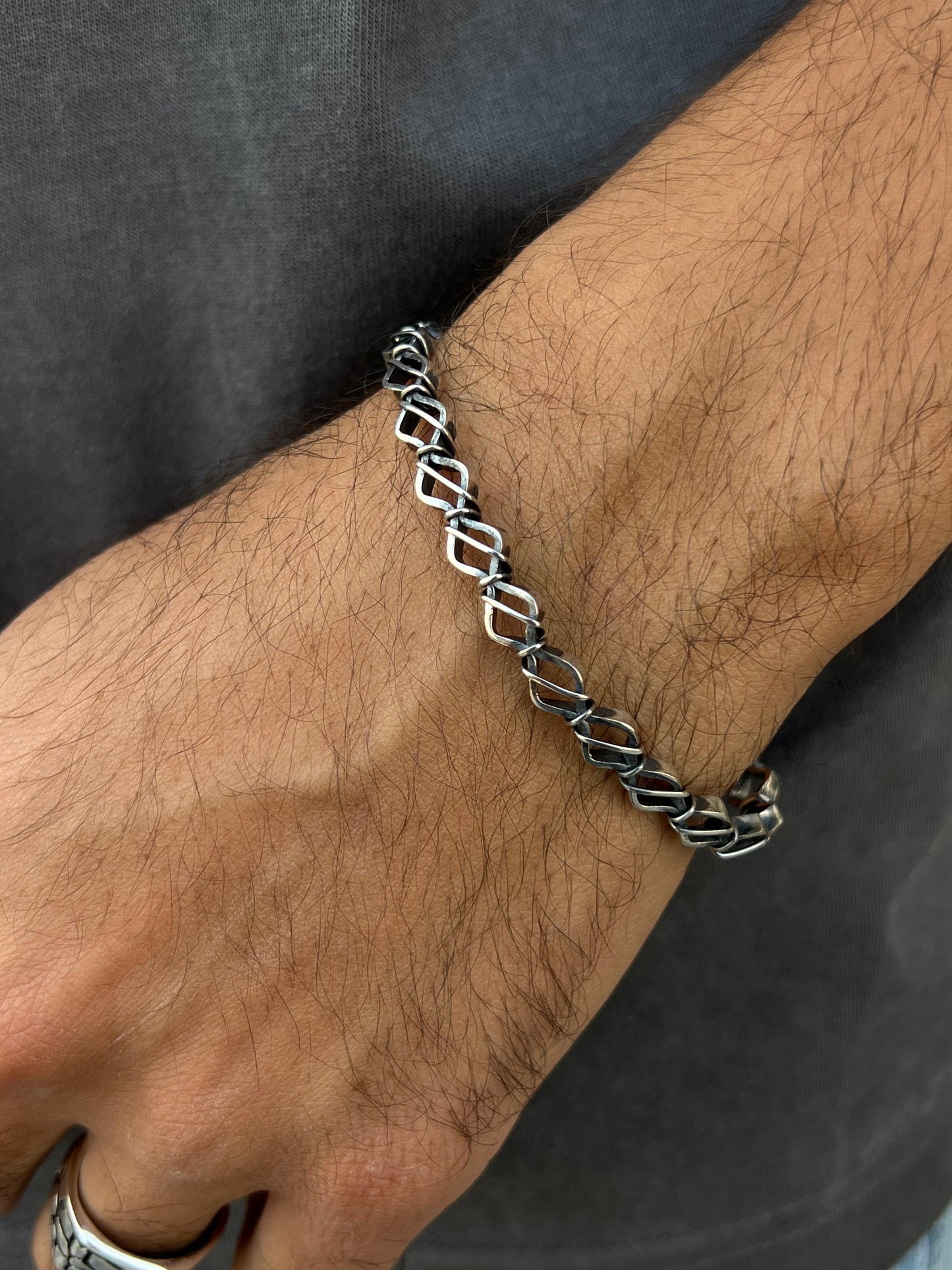 Criss Wire Bangle for Men's Sterling Silver 925s