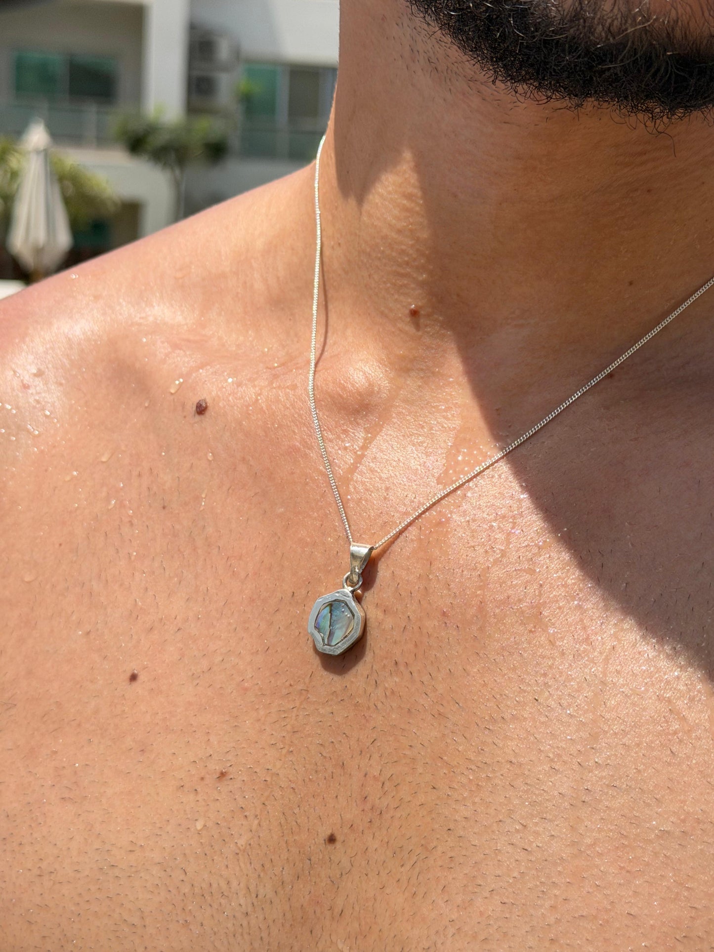 Abalone shells irregular Necklace in Sterling Silver 925s