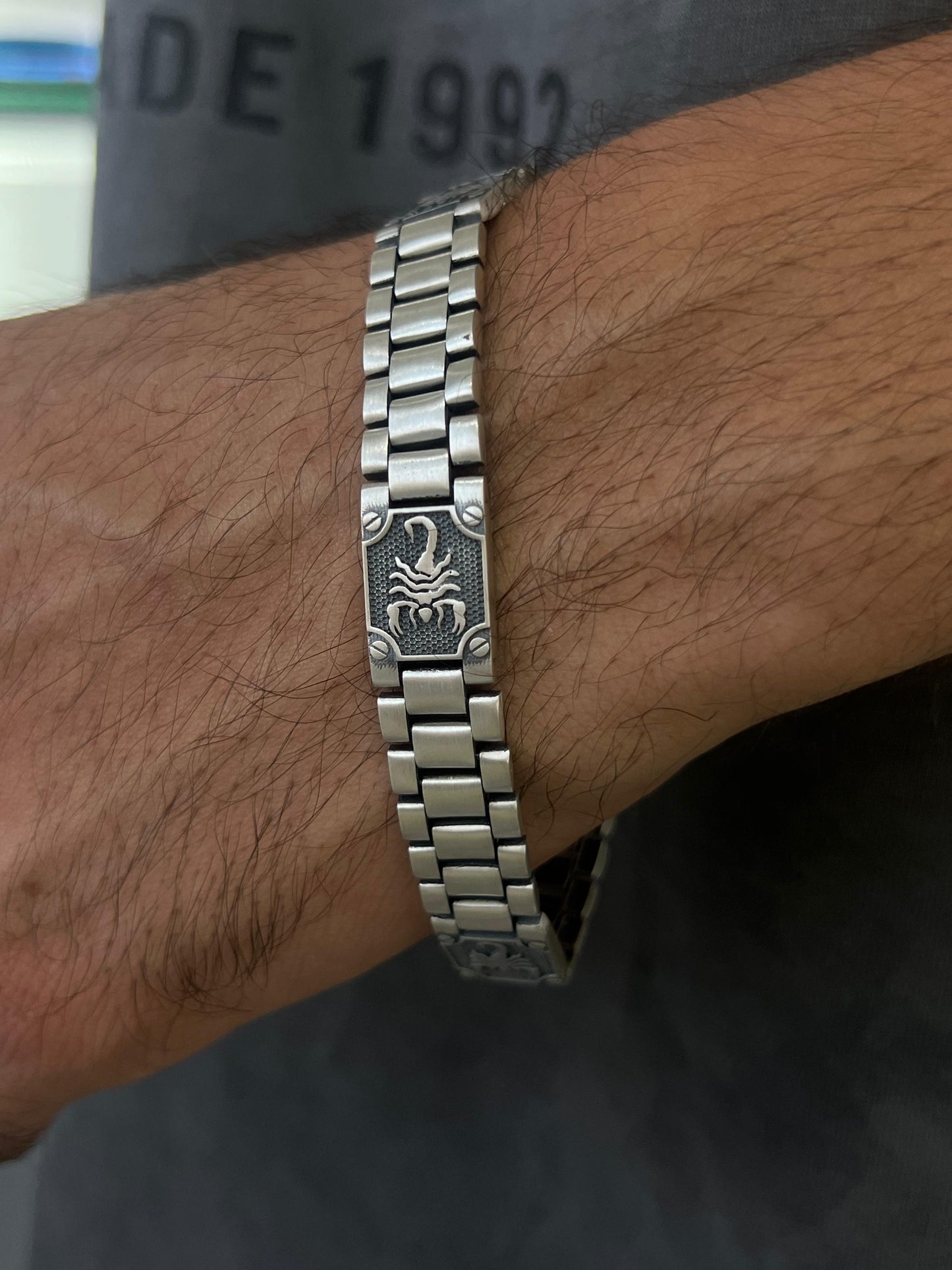 Scorpion Link chain Bracelet for Men's Sterling Silver 925s-21.5cm