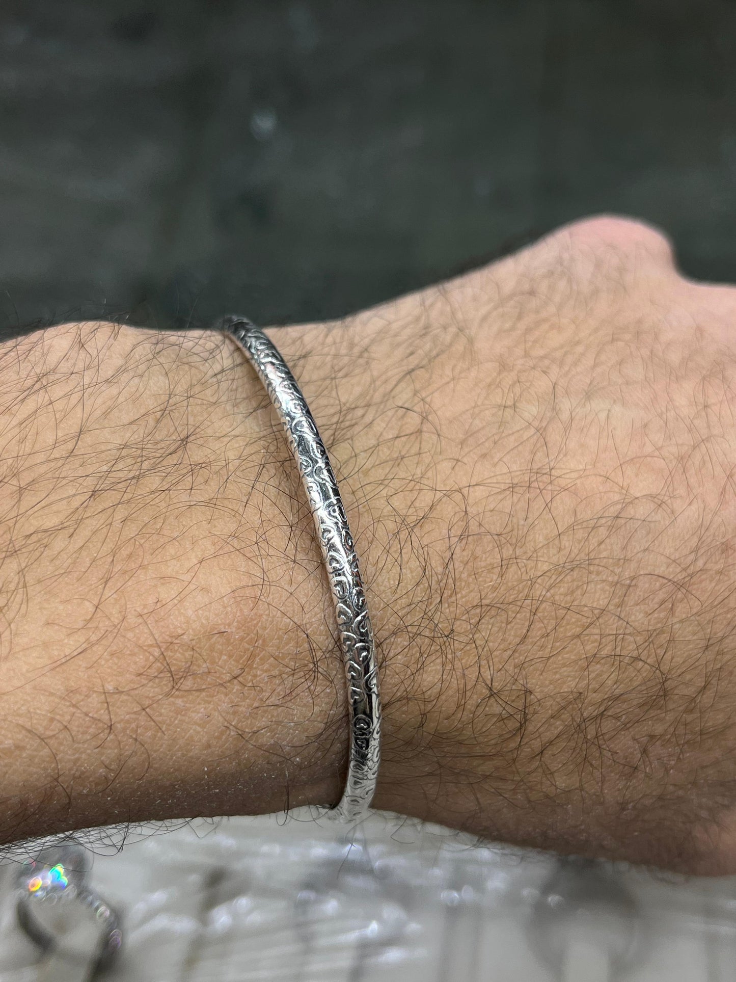 Hearts S925 Sterling Silver bangle for men
