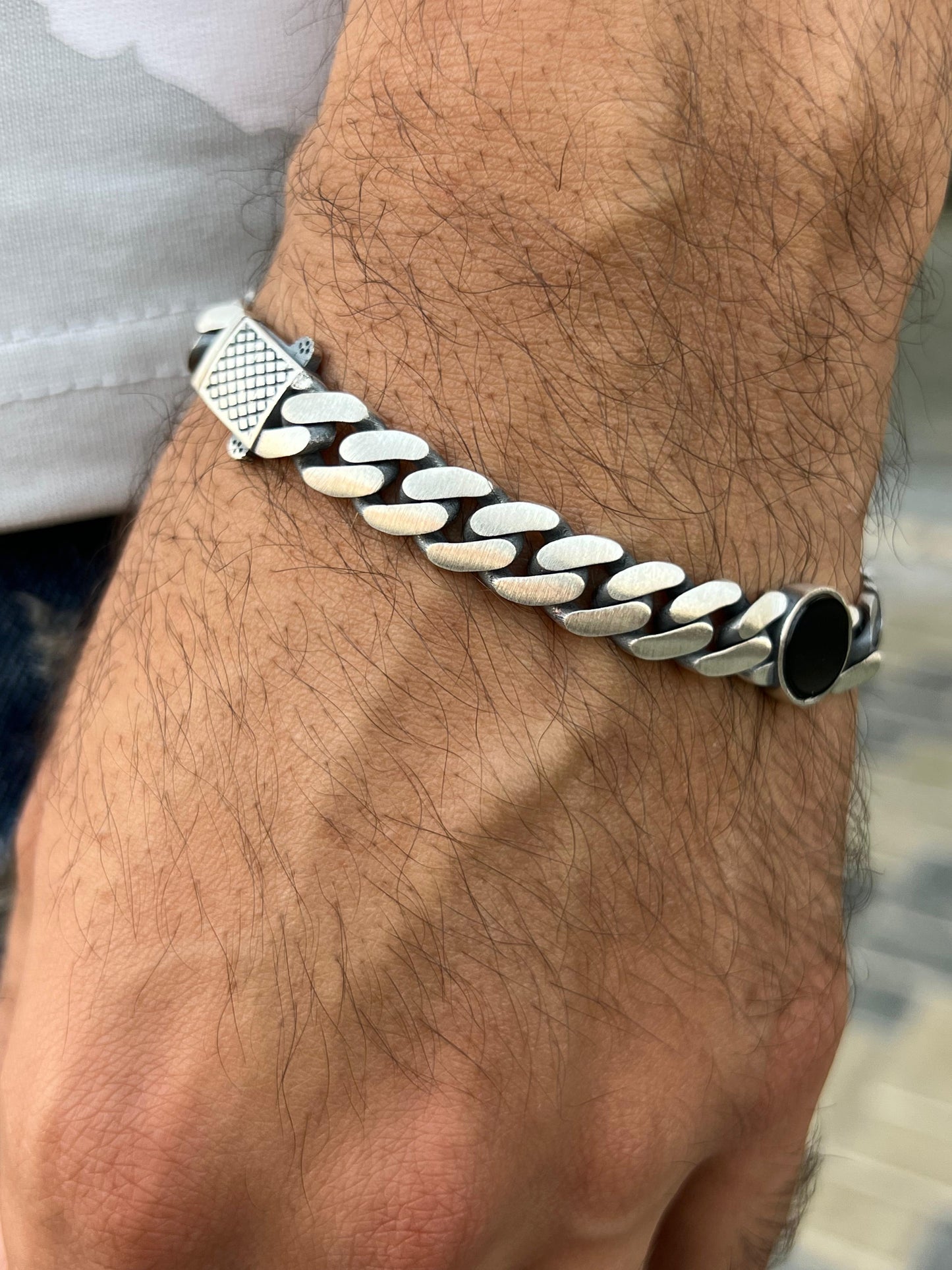 Royal Onyx Bracelet for Men's Sterling Silver 925s-20,5cm