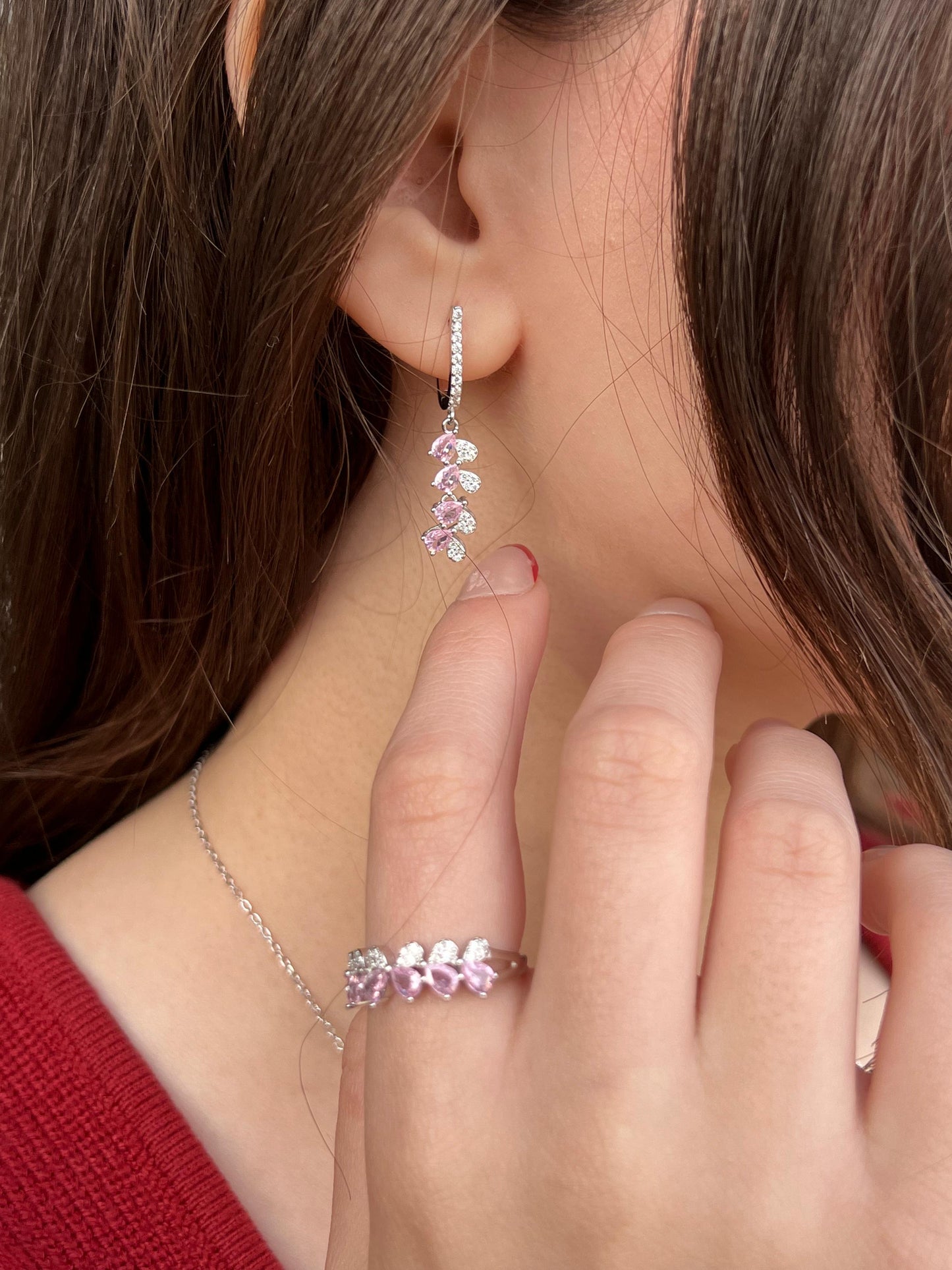 Pink Full Set (4-pieces) In Italian Sterling Silver 925