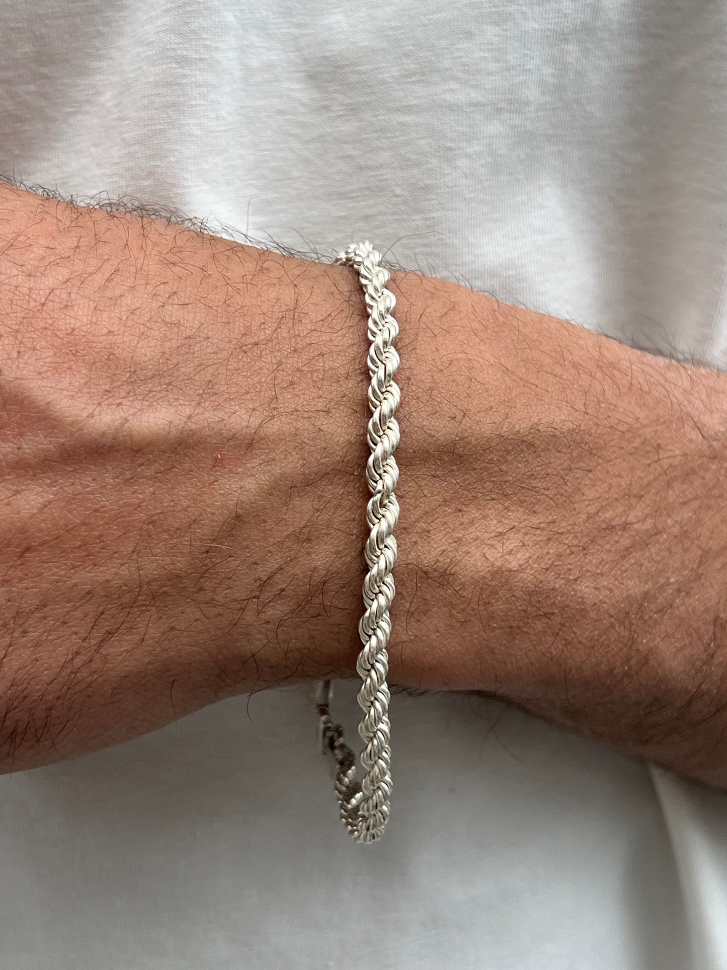 Rope chain Bracelet for Men Sterling Silver 925s
