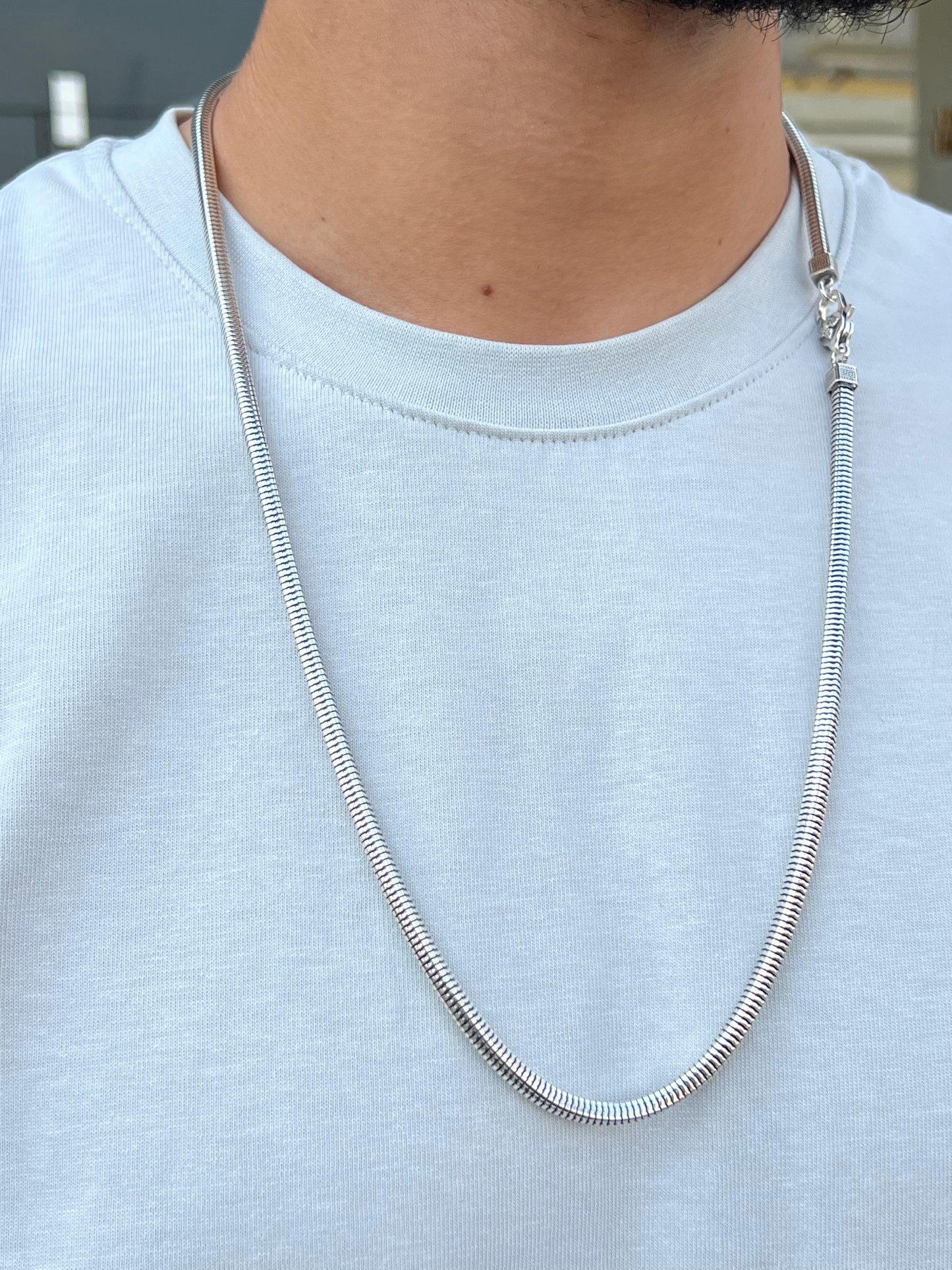 Sleek Cubic Rattail Chain for Men's Sterling Silver 925s-4mm