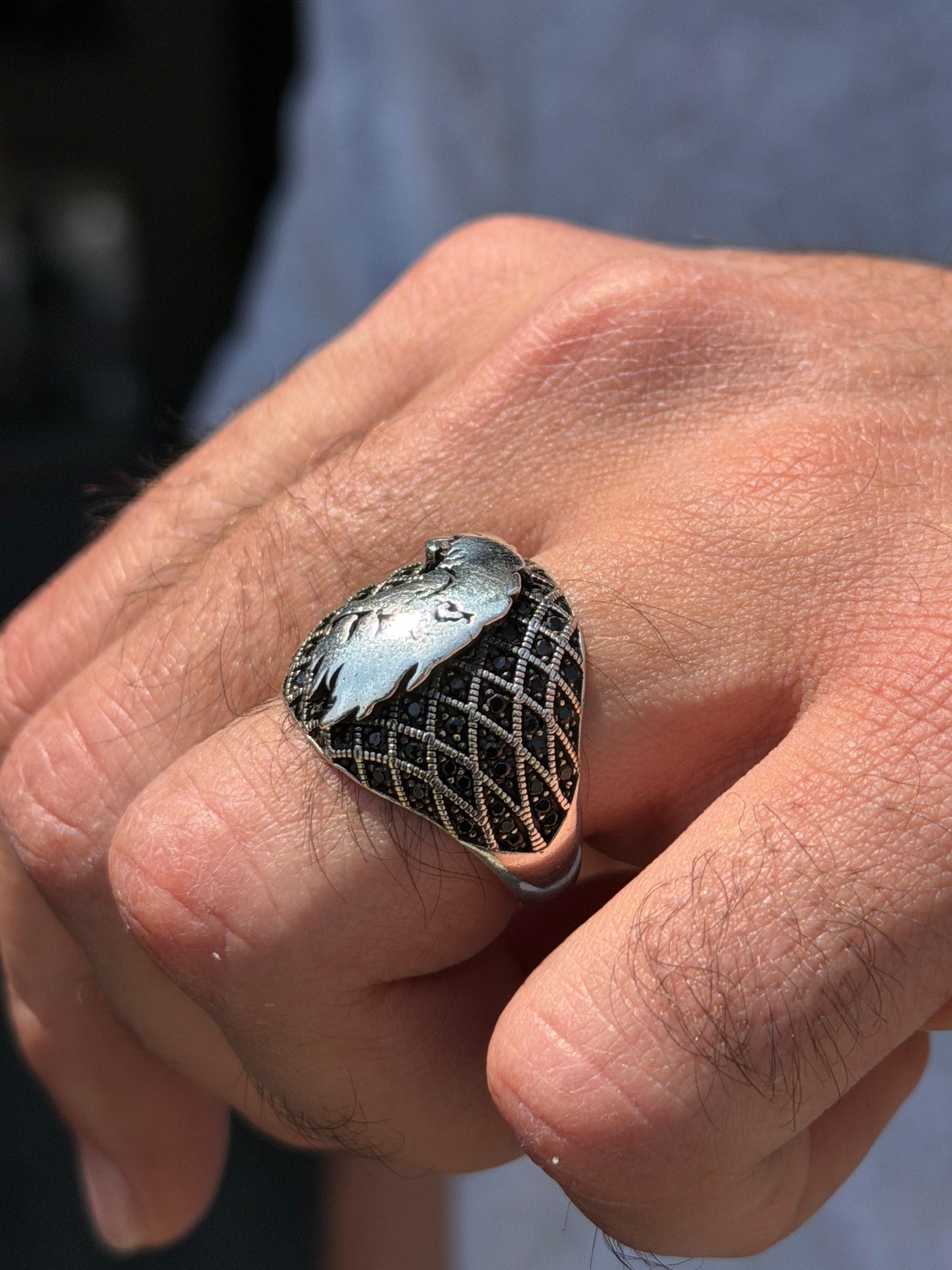 Eagle Face Ring -for Men's Sterling Silver 925s