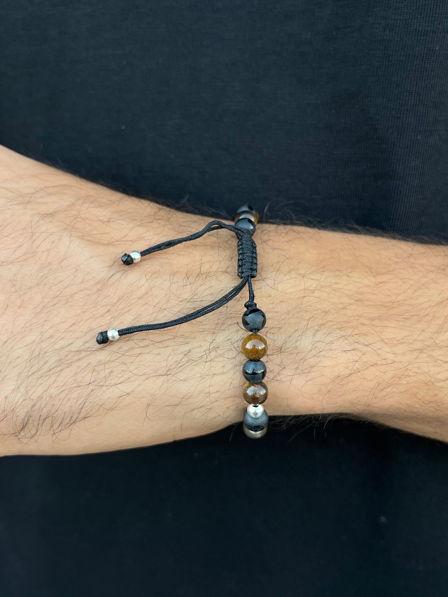 6mm Tiger Eye Handmade Bracelet for Men's Sterling Silver 925s