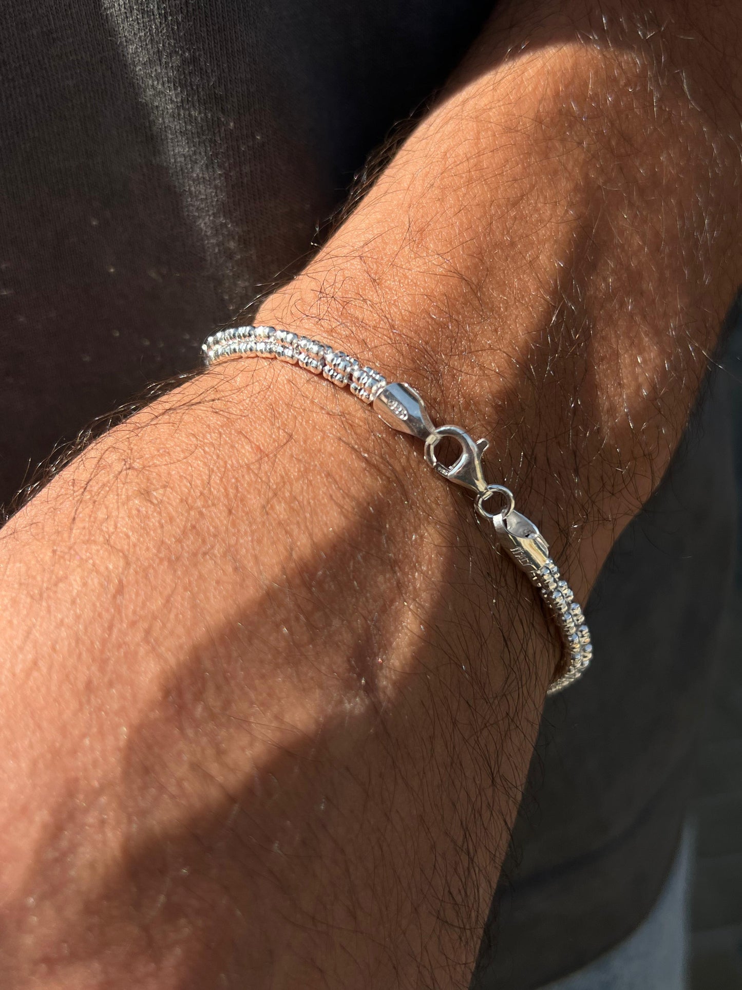 Frost Line Sterling Silver Bracelet S925-(20cm-4mm)
