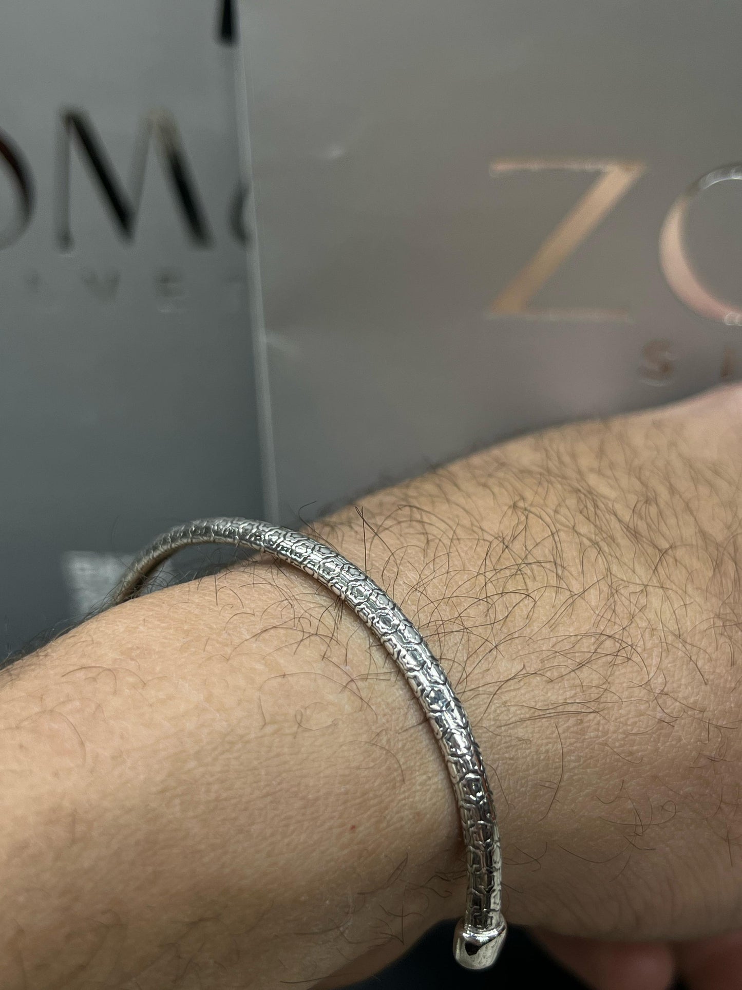 Hexagon S925 Sterling Silver bangle for men