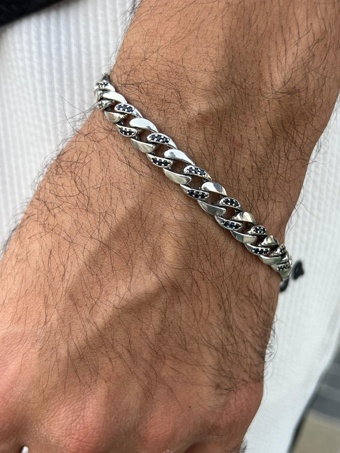Zirconia Grommet Bracelet S925 Sterling Silver, 21.cm-9mm
