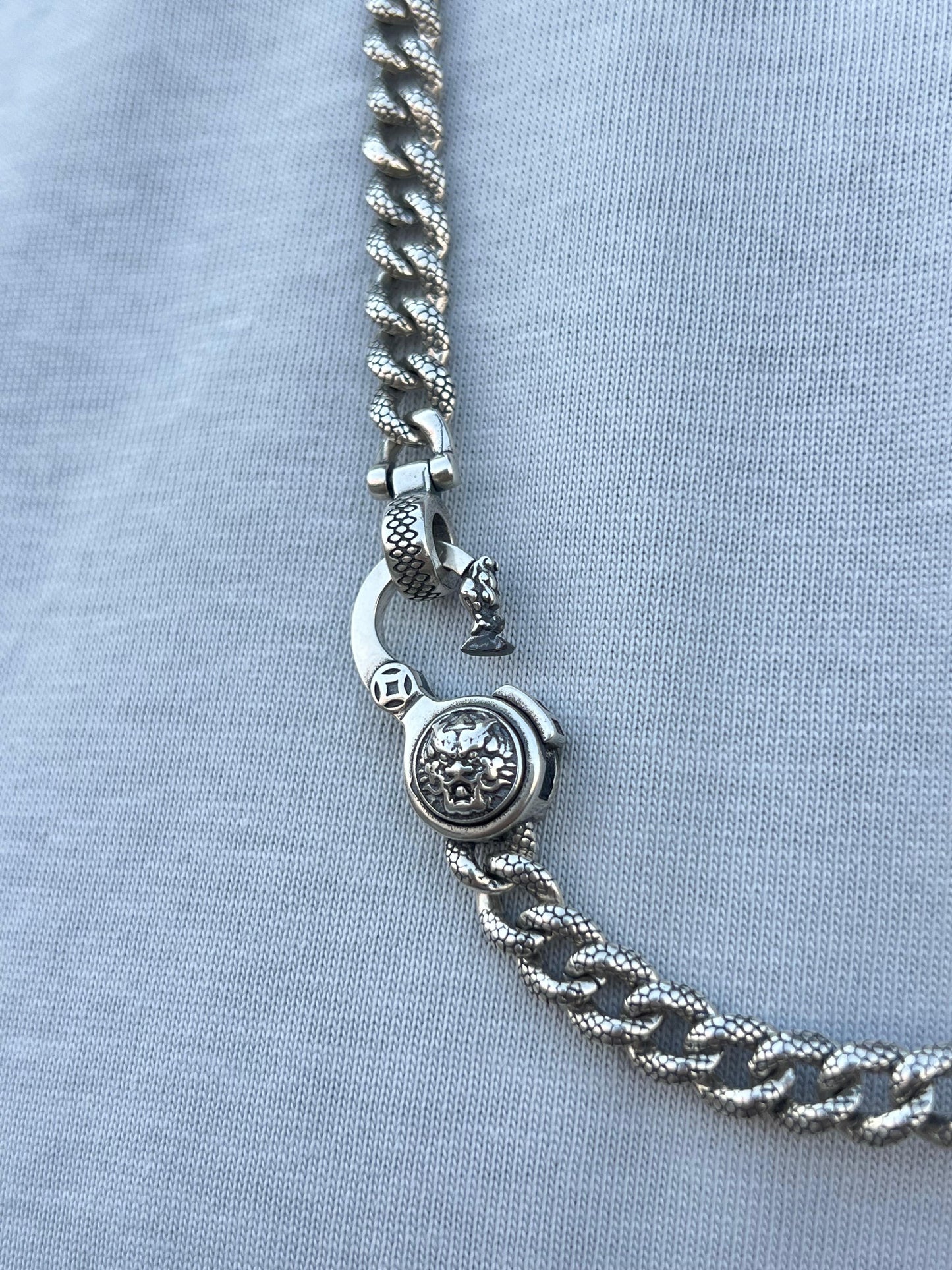 Turkish Engraved Grommet Necklace For Men Sterling Silver - 925
