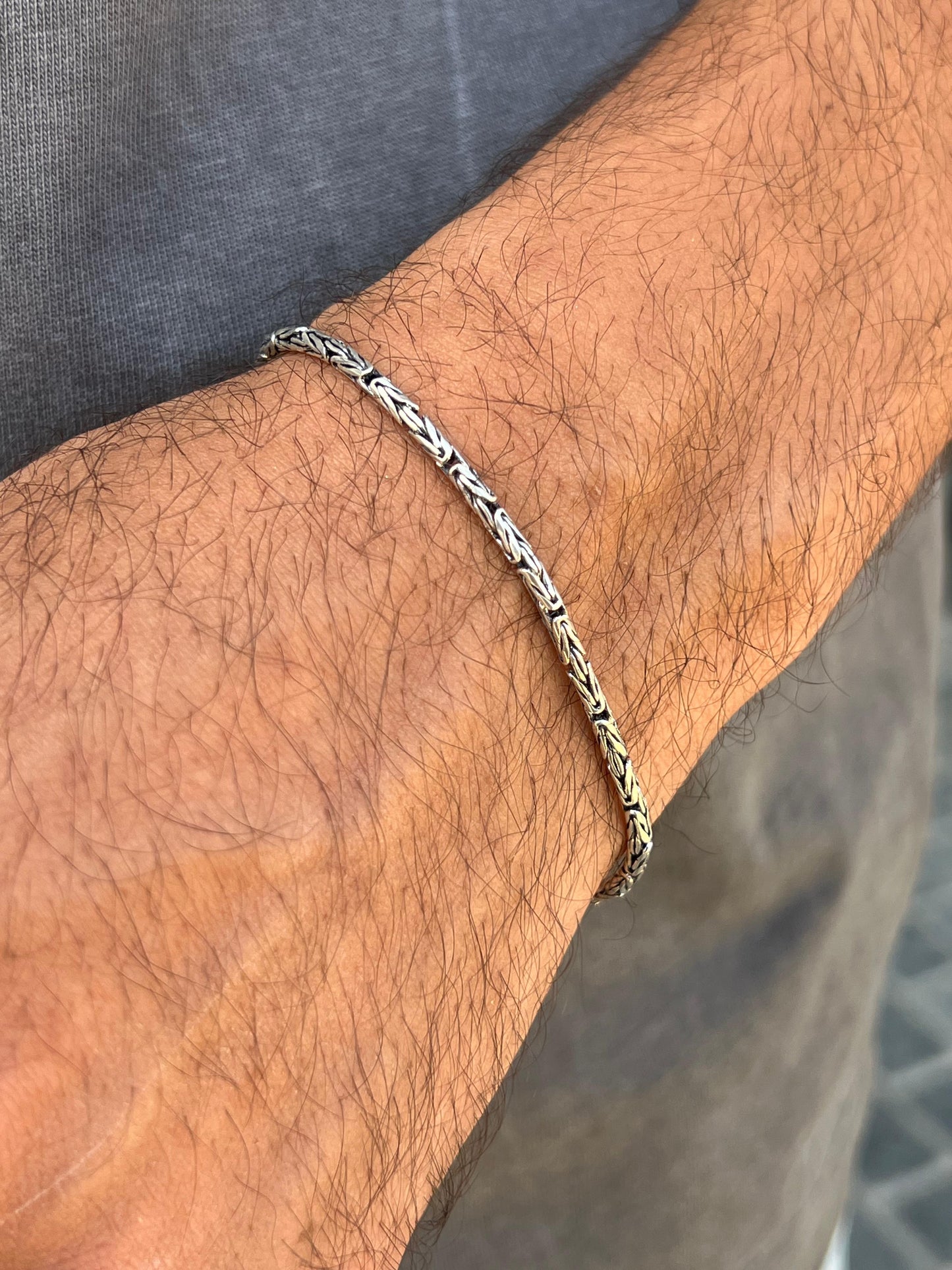 Rounded king Bracelet for Men's Sterling Silver 925s-20cm