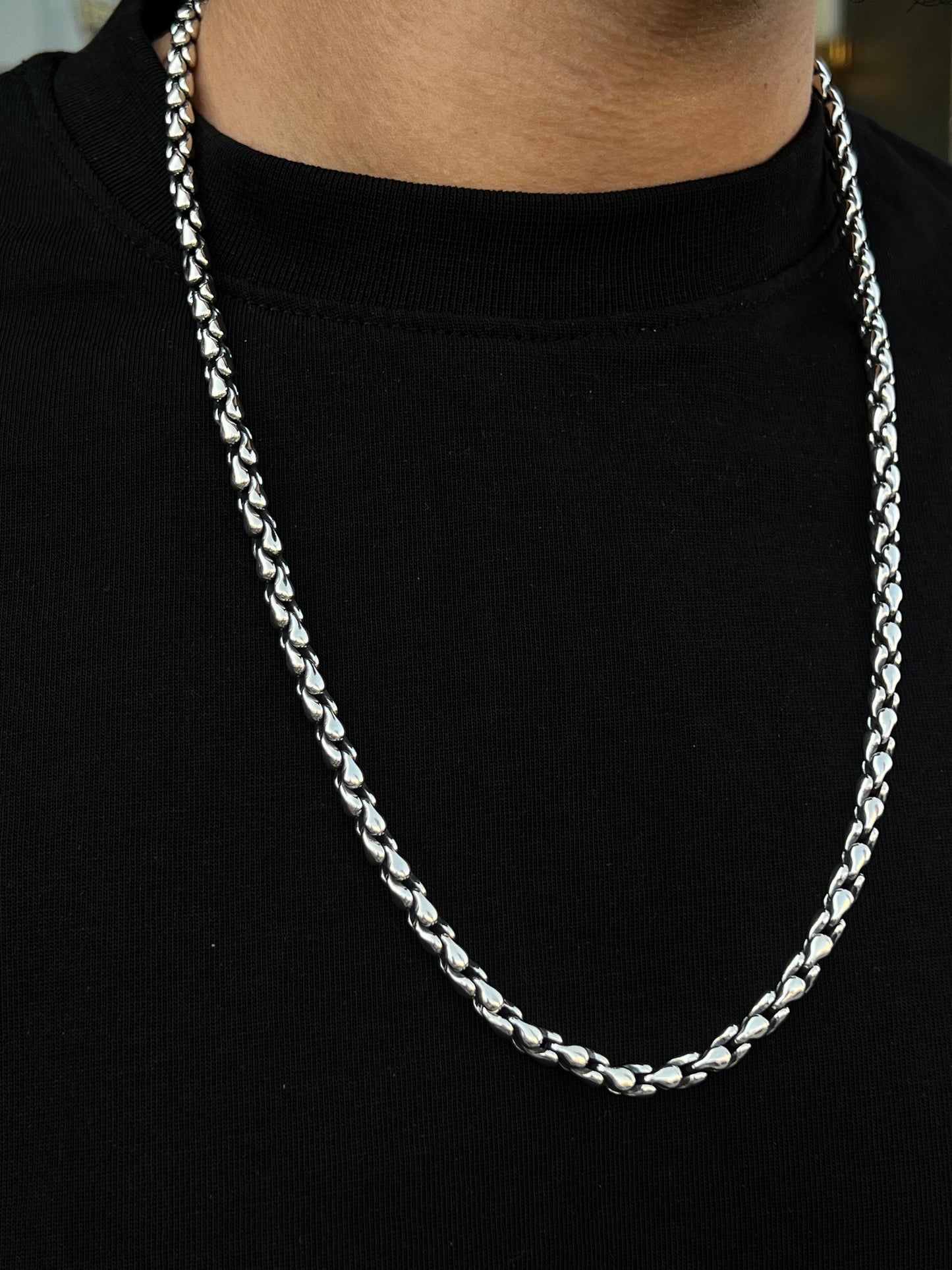 Heavy Drippy Eye Necklace For Men Sterling Silver - 925