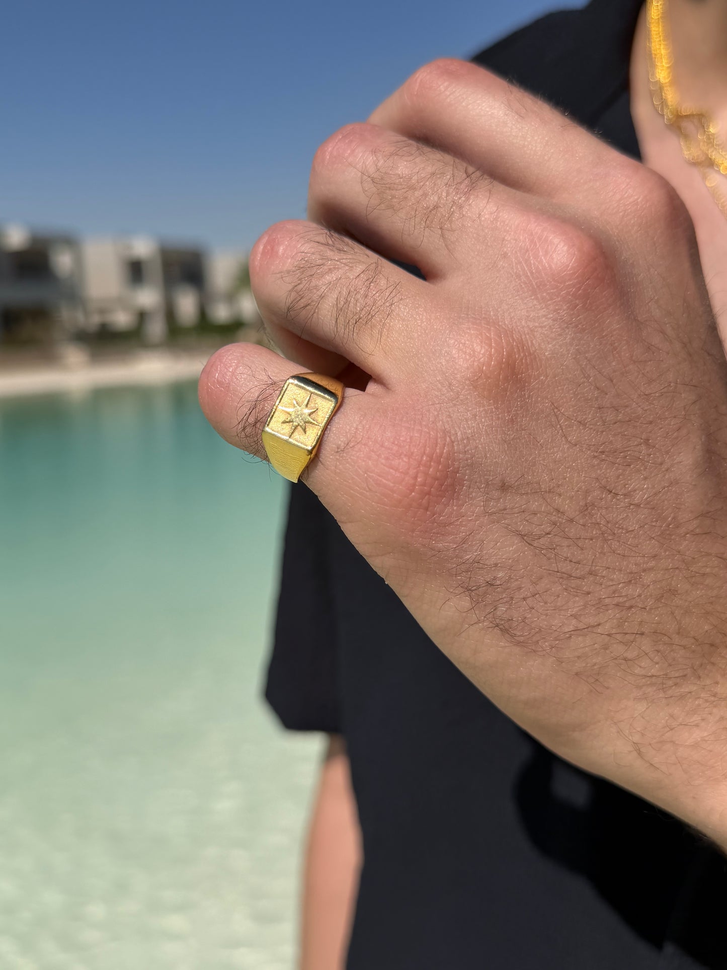 Northbound Ring in Sterling Silver 925s-Fine Gold Plated