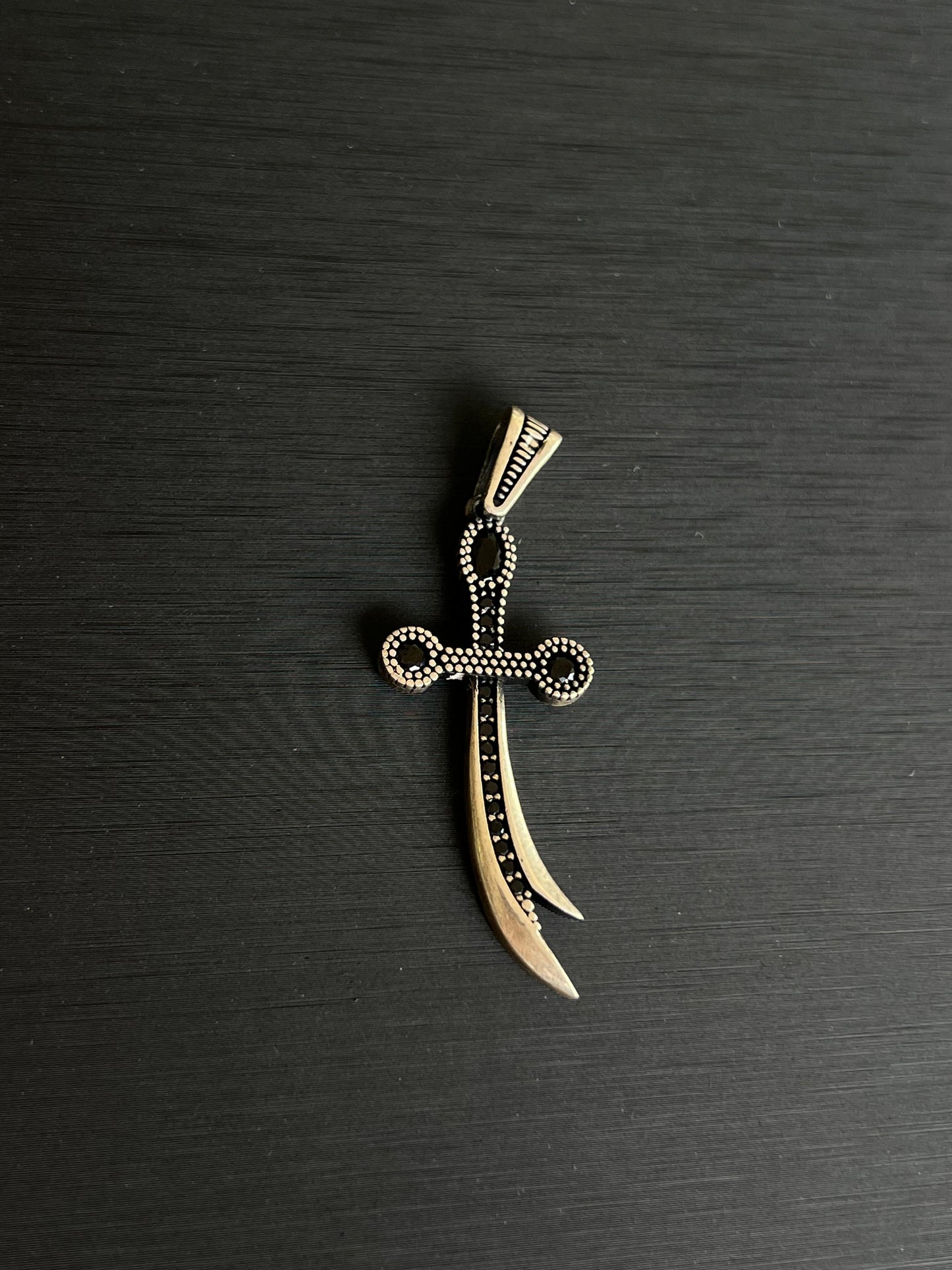 Zirconia Sword Pendant β S925 Silver-5cm