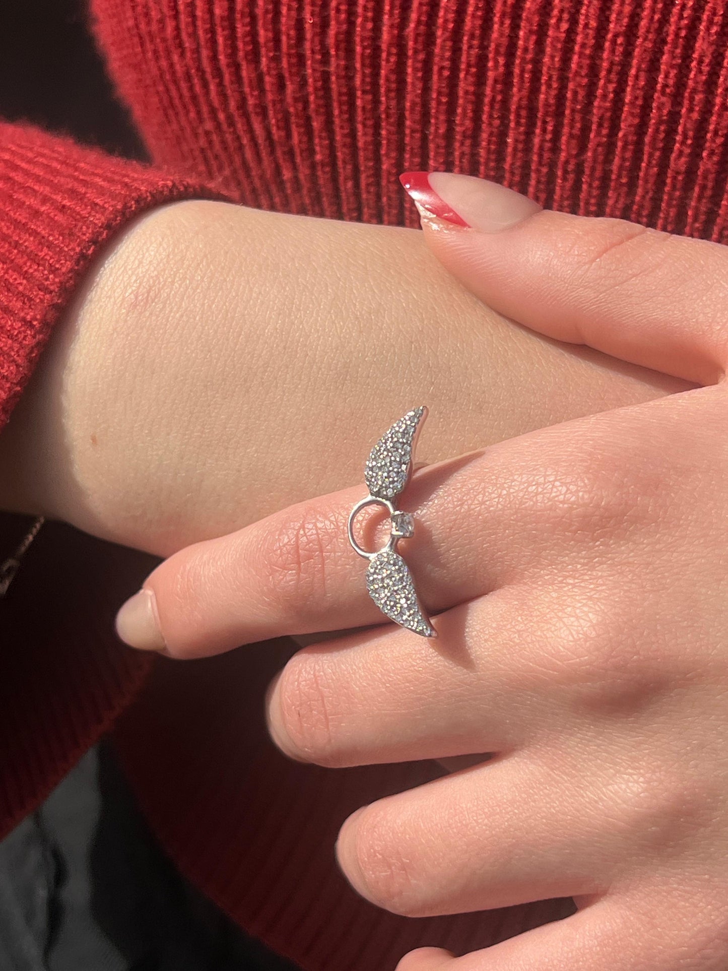 Winged Ring In Sterling Silver S925