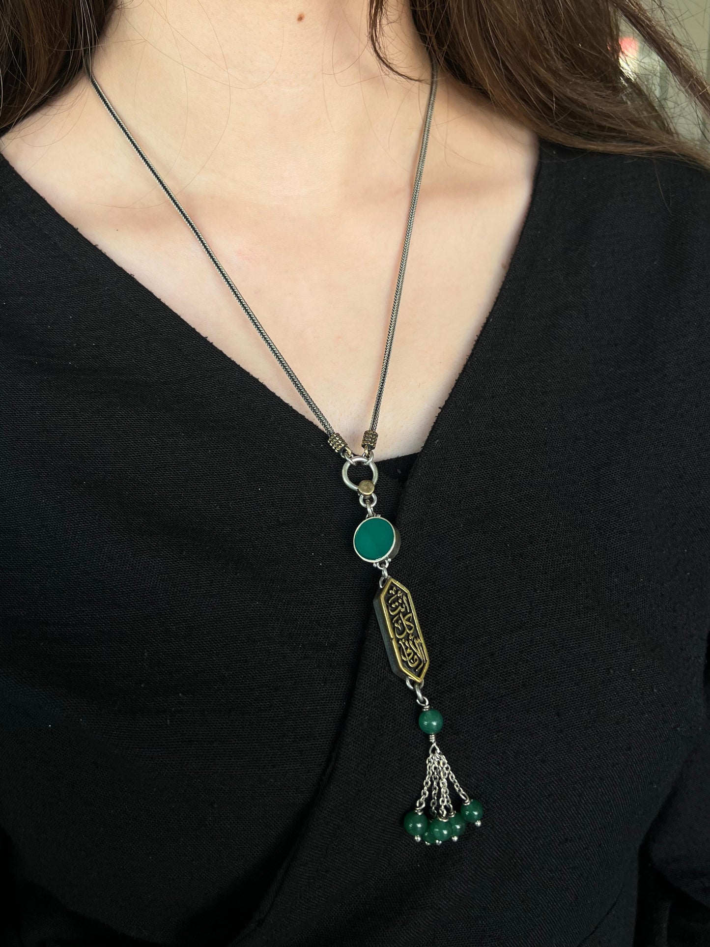 Arabic Necklace (أنت كل الأماني) T Lock - pure Silver -35cm