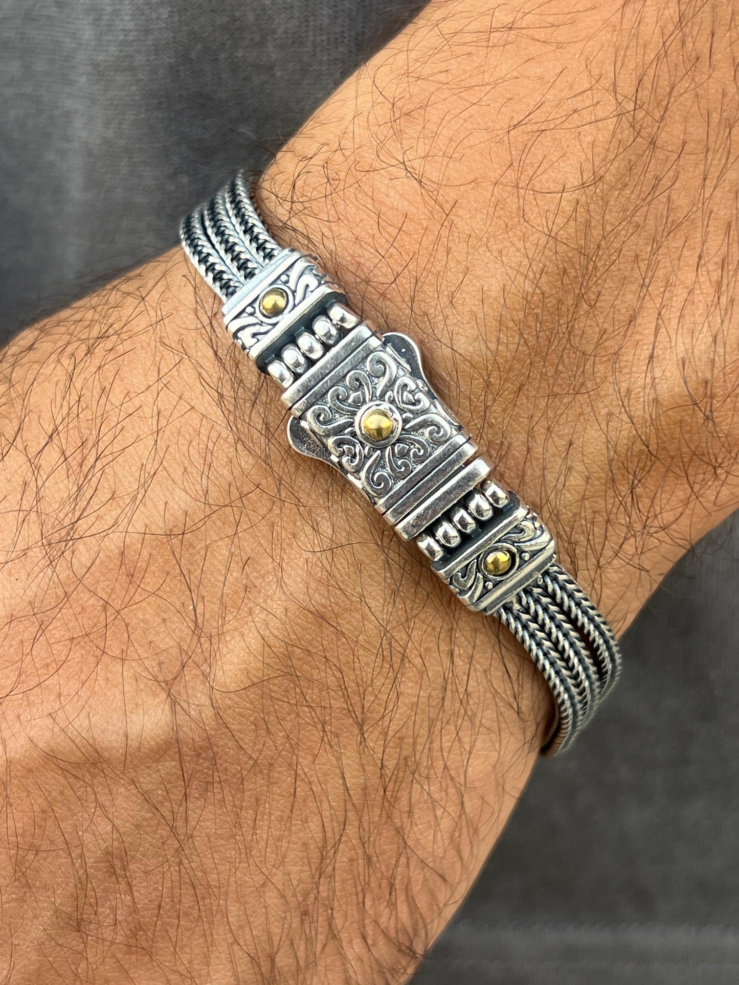 Phantom Trio Bracelet for Men's Sterling Silver 925s-(21cm-8mm)