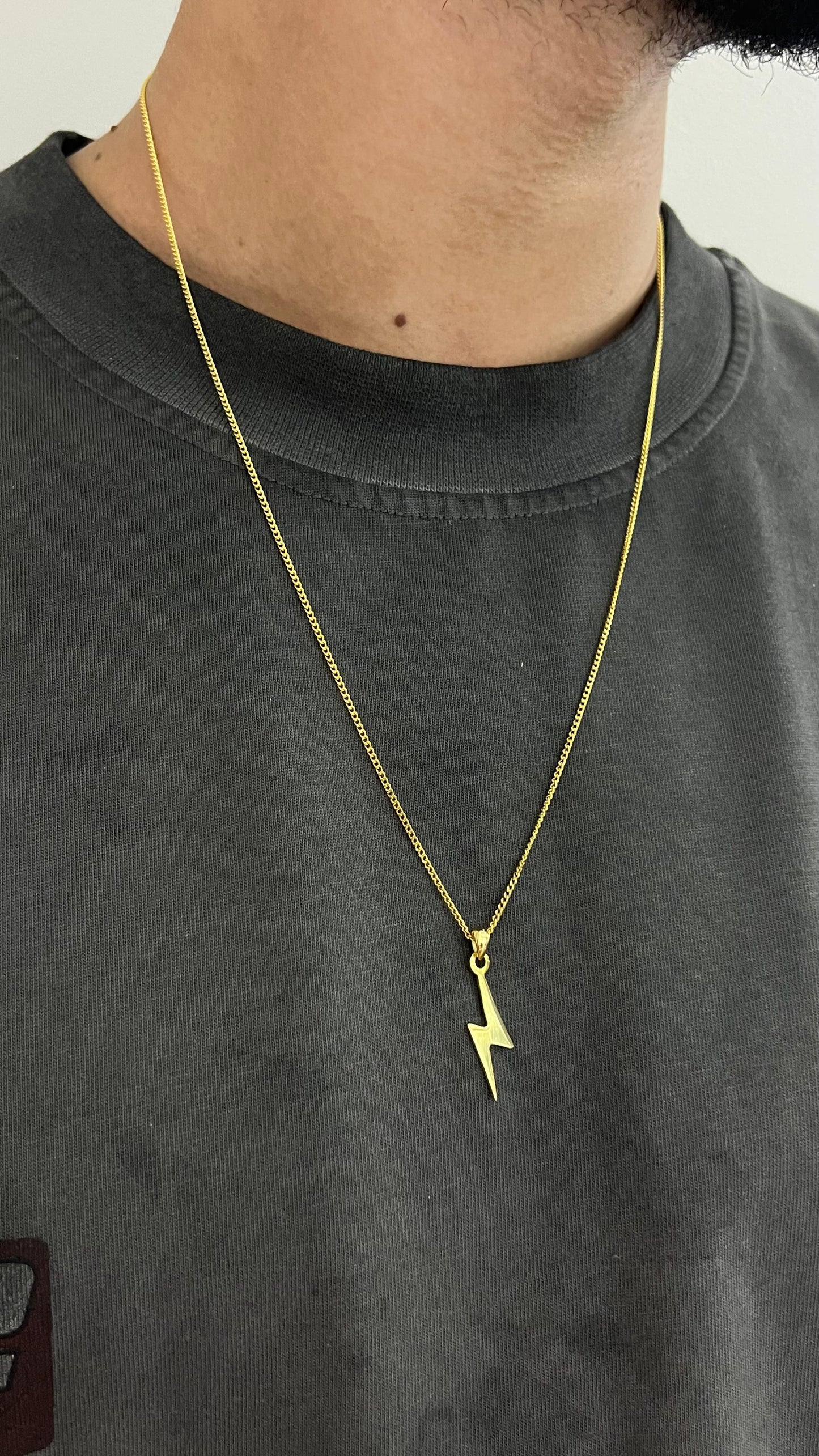 Gold Plated Lightning Necklace for Men's Sterling Silver 925s