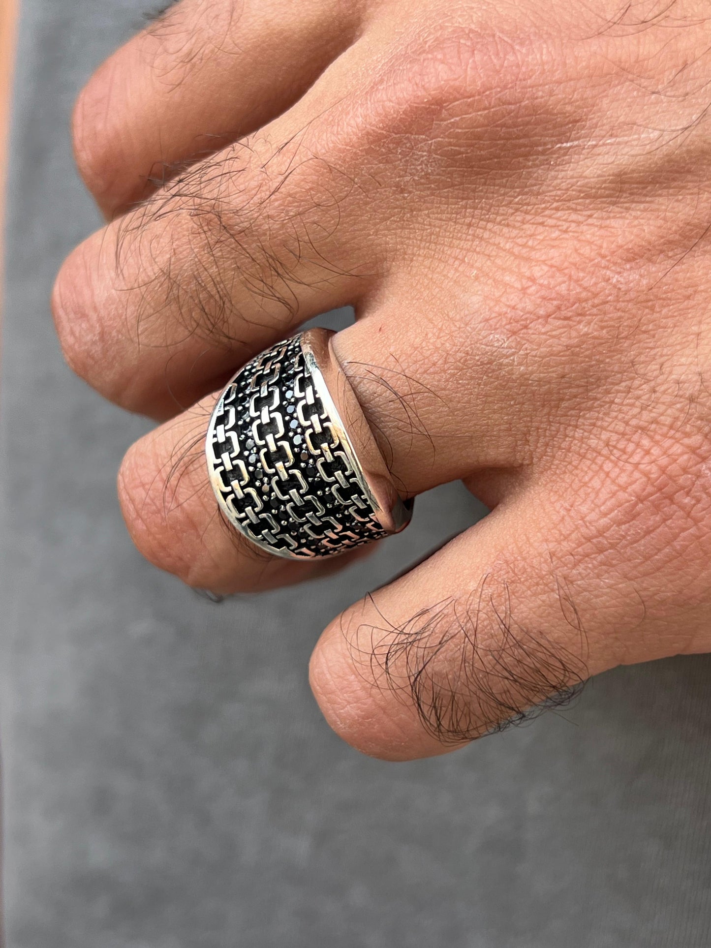 Link Ring for Men in Sterling Silver 925s