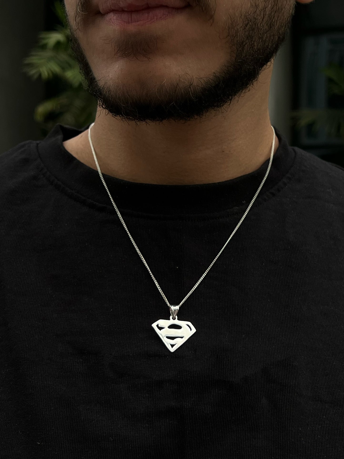 SuperMan Necklace for Men's Sterling Silver 925s
