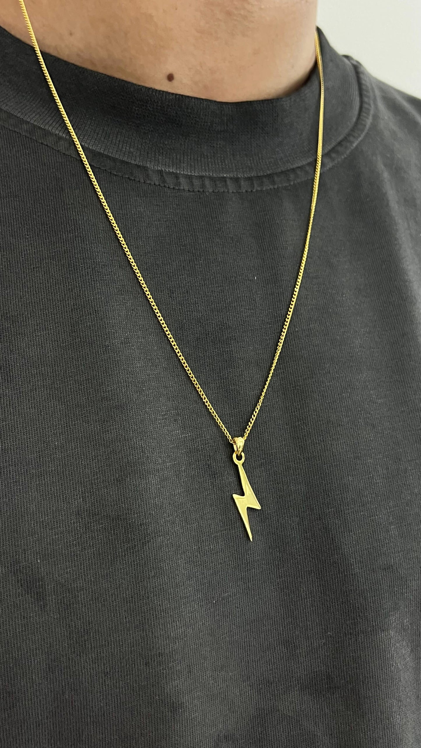 Gold Plated Lightning Necklace for Men's Sterling Silver 925s