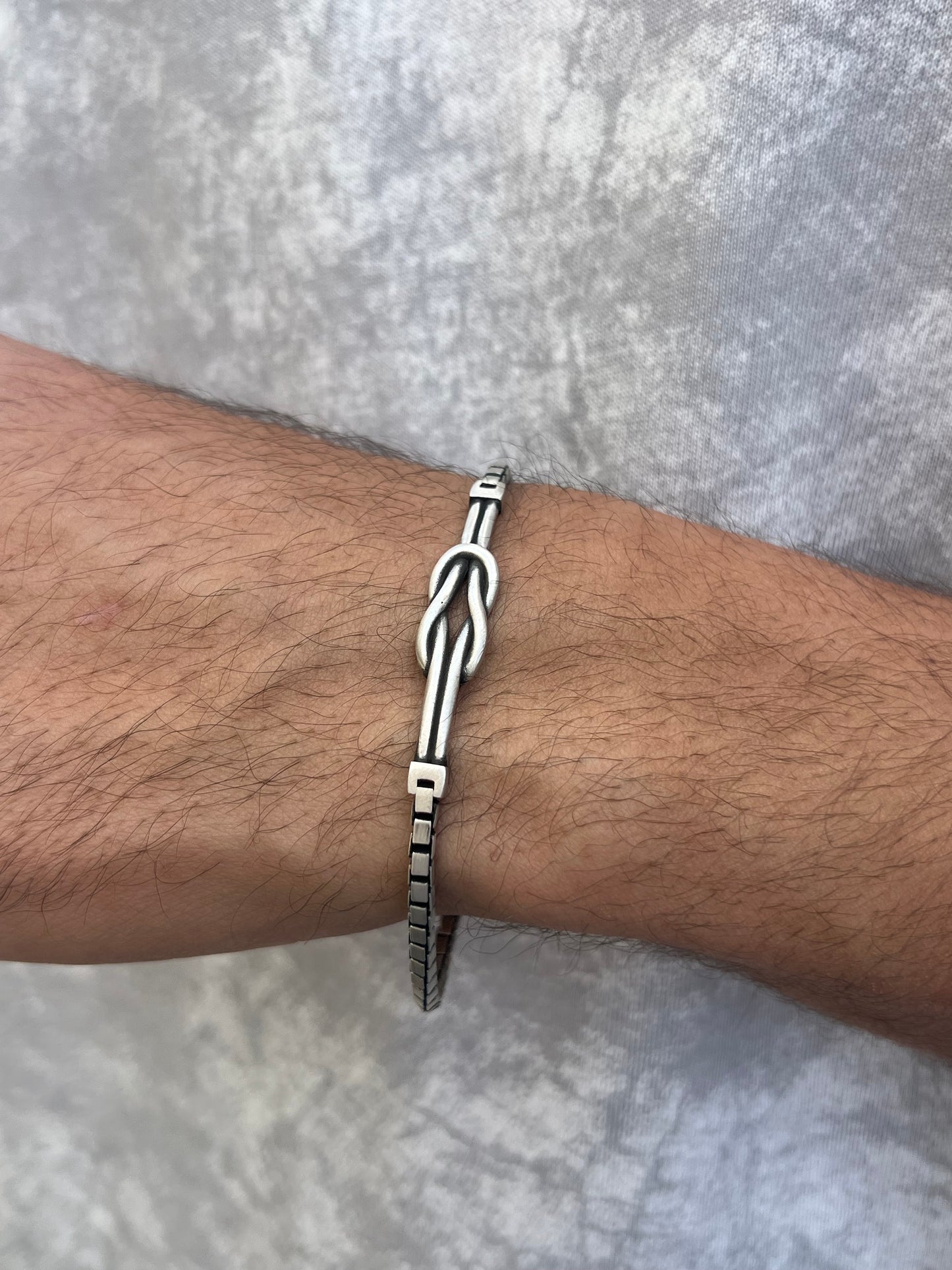 Knot Oxidised-S925 Sterling Silver Bracelet for men