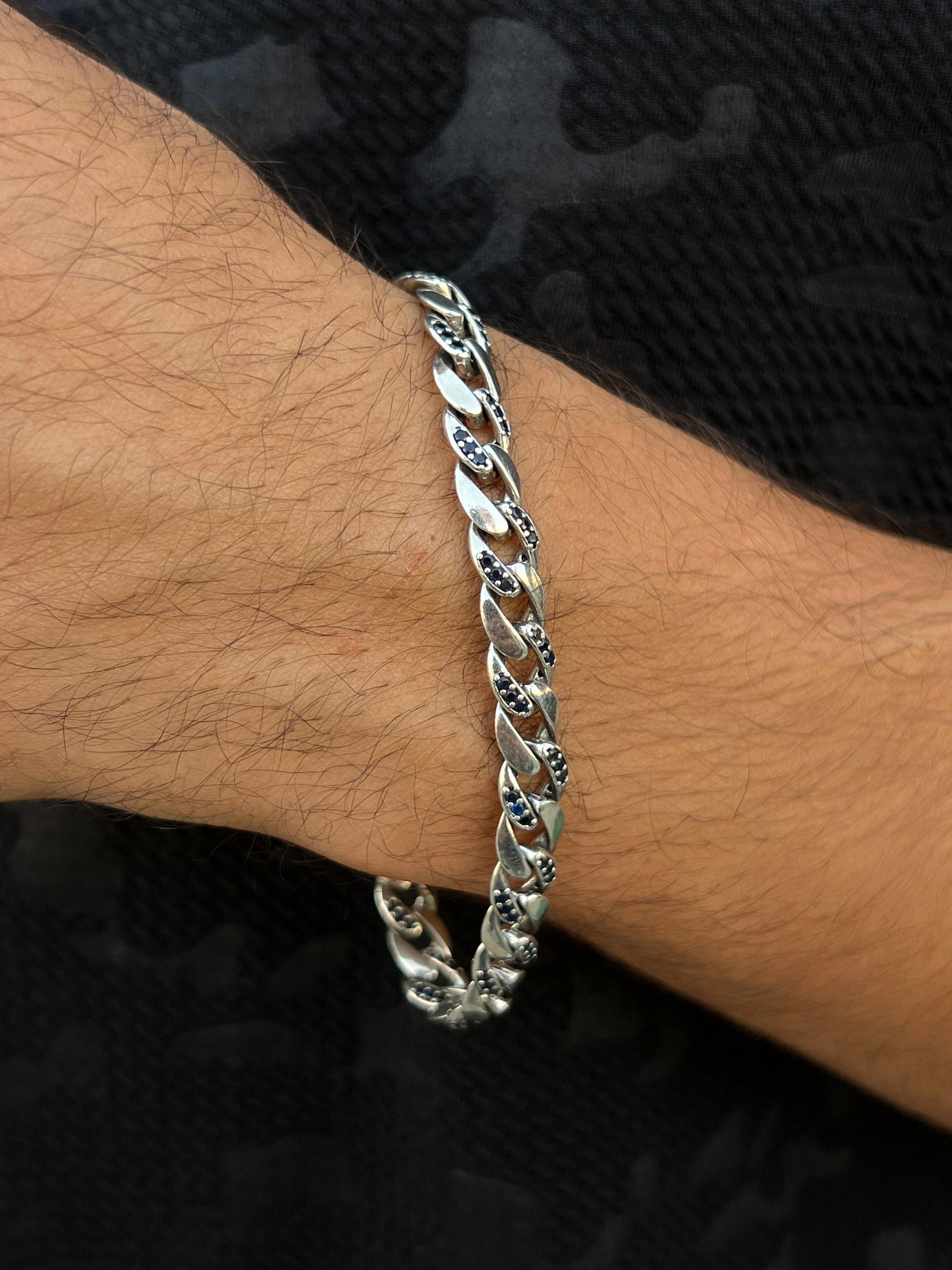 Zirconia Grommet Bracelet S925 Sterling Silver, 21.cm-9mm